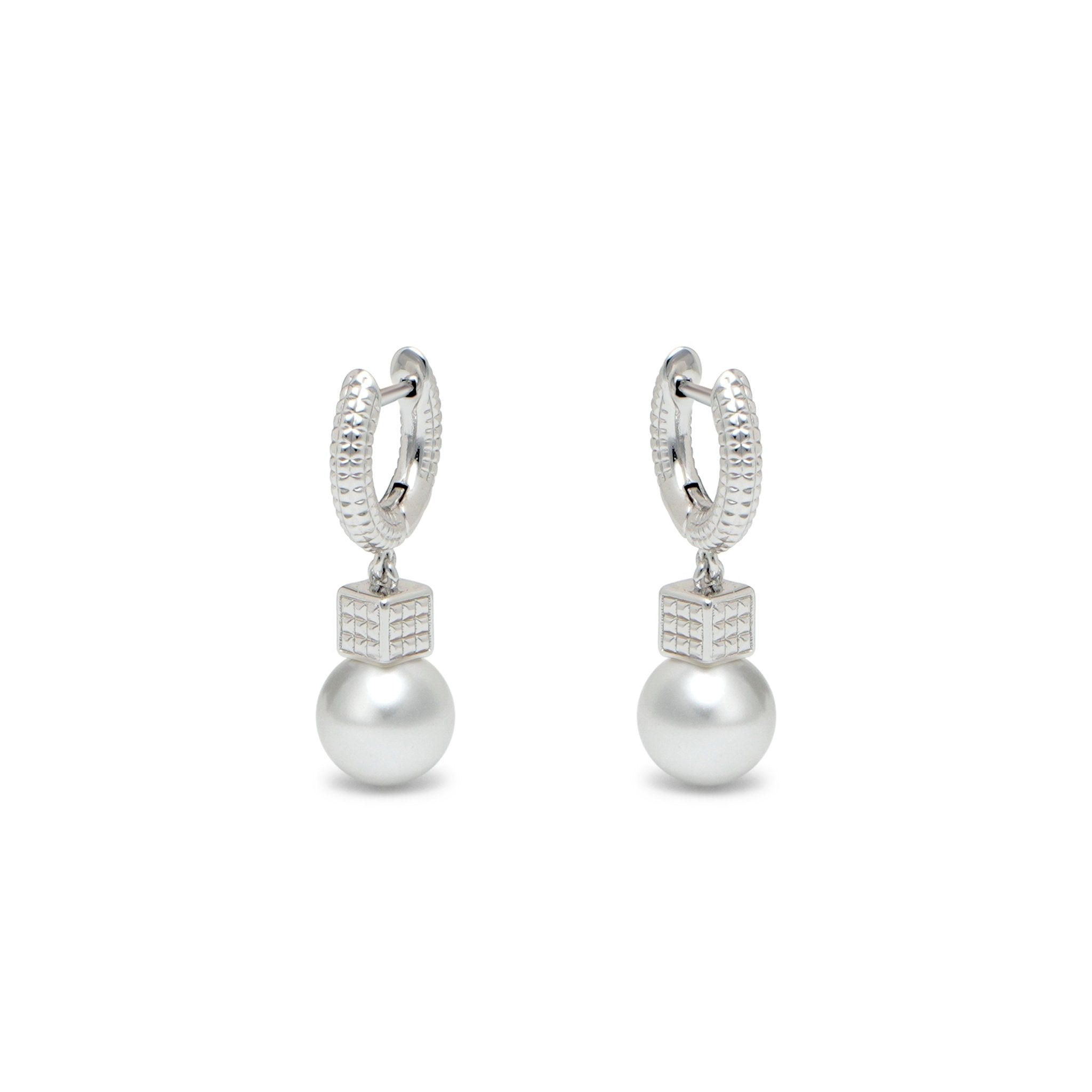 RSNY diamond pattern pearl earrings - R2065A