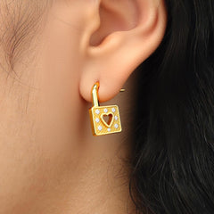 RSNY Heart Lock Earrings - R2198B