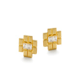 RSNY princess square splicing stud earrings - R2147B