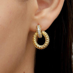 RSNY textured chain stud earrings - R2058B