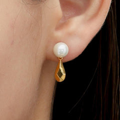 RSNY water drop diamond pearl stud earrings - R2097B
