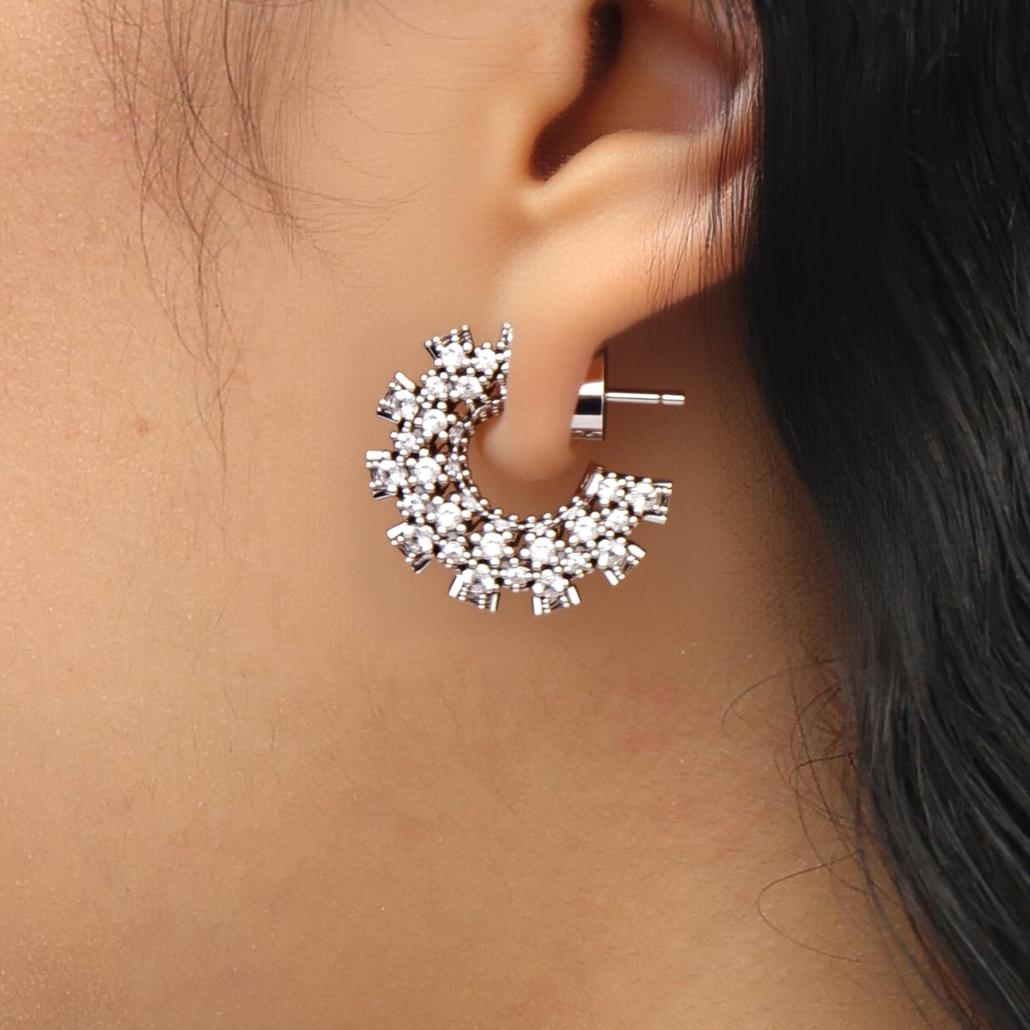 RSNY Crystal Diamond Claw Set Earrings - R2219A