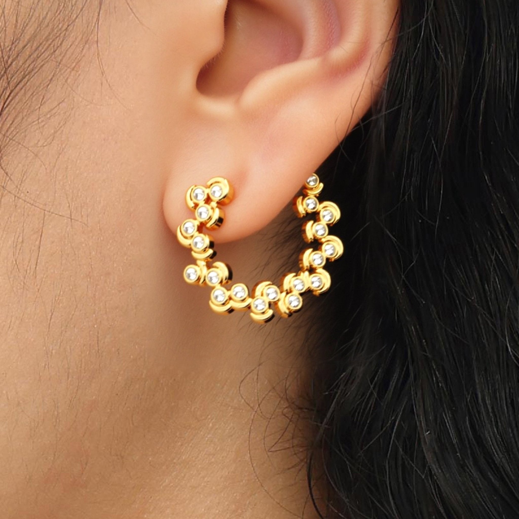 RSNY Crystal Diamond Hoop Earrings - R2245B