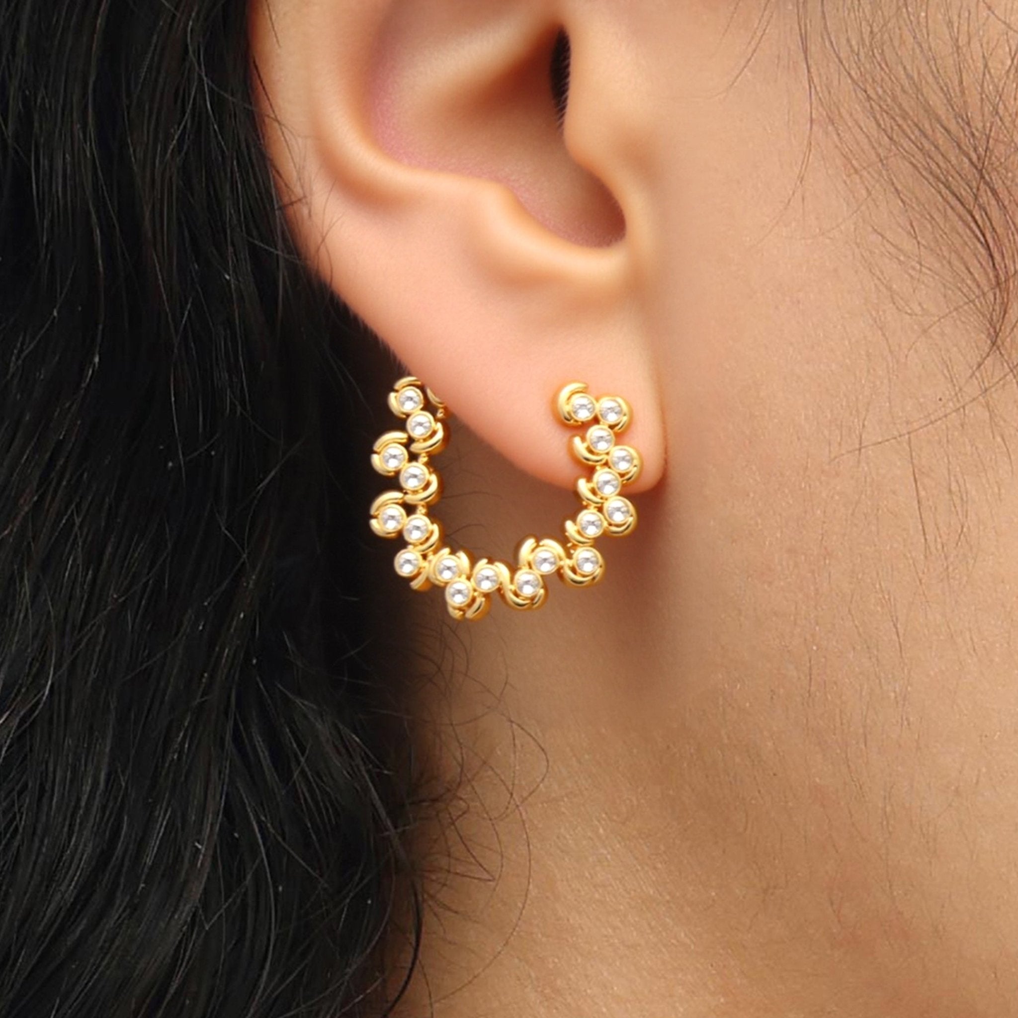 RSNY Crystal Diamond Hoop Earrings - R2245B