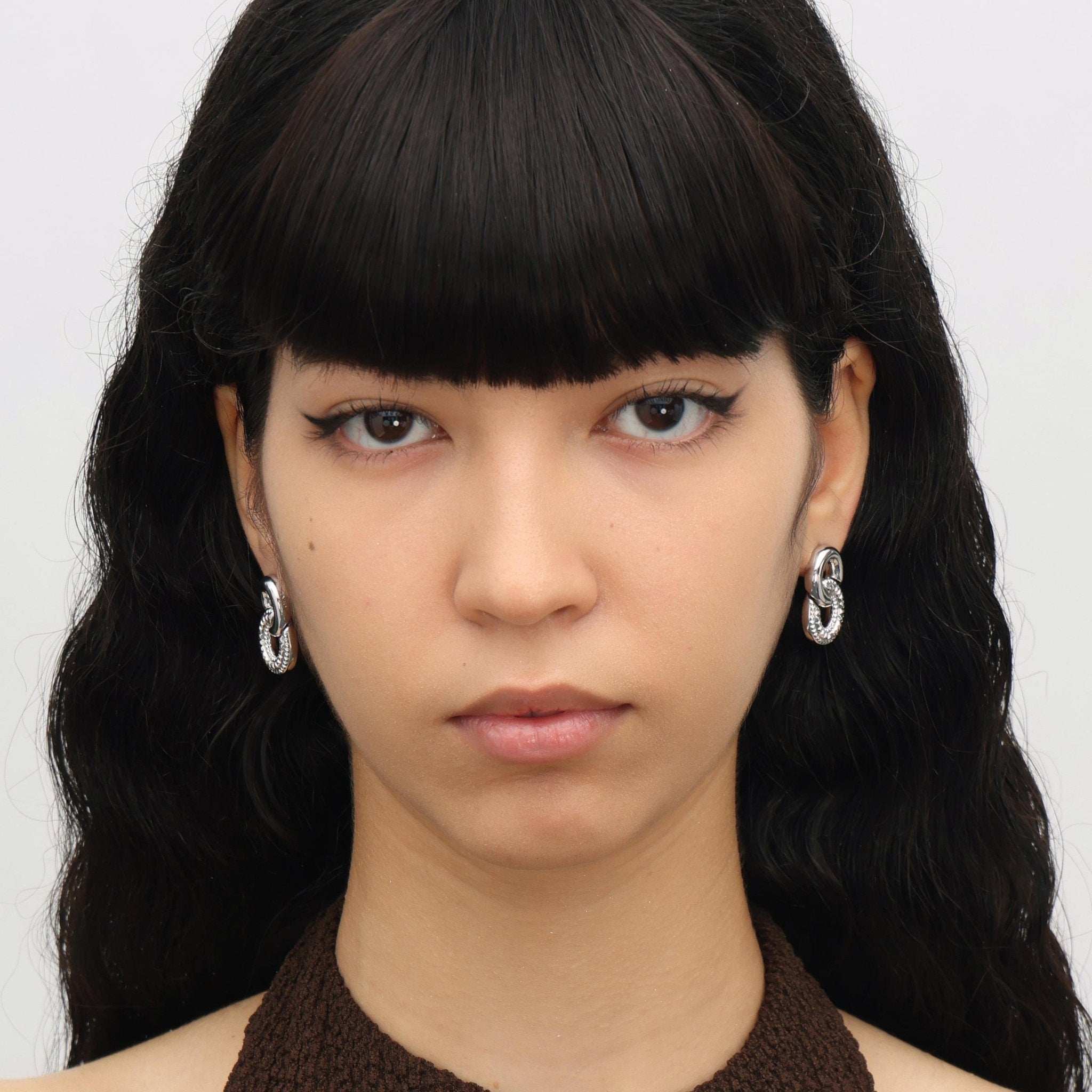 RSNY diamond pattern chain earrings - R2059A