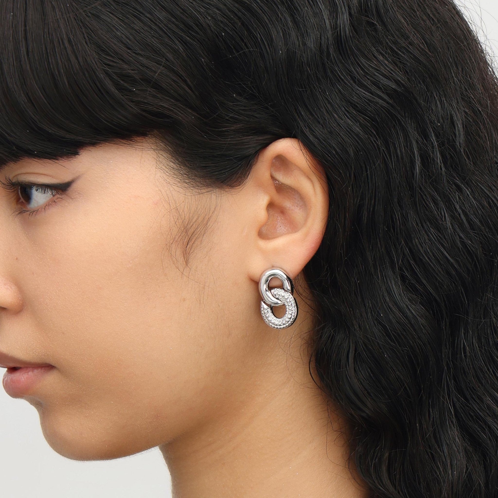 RSNY diamond pattern chain earrings - R2059A