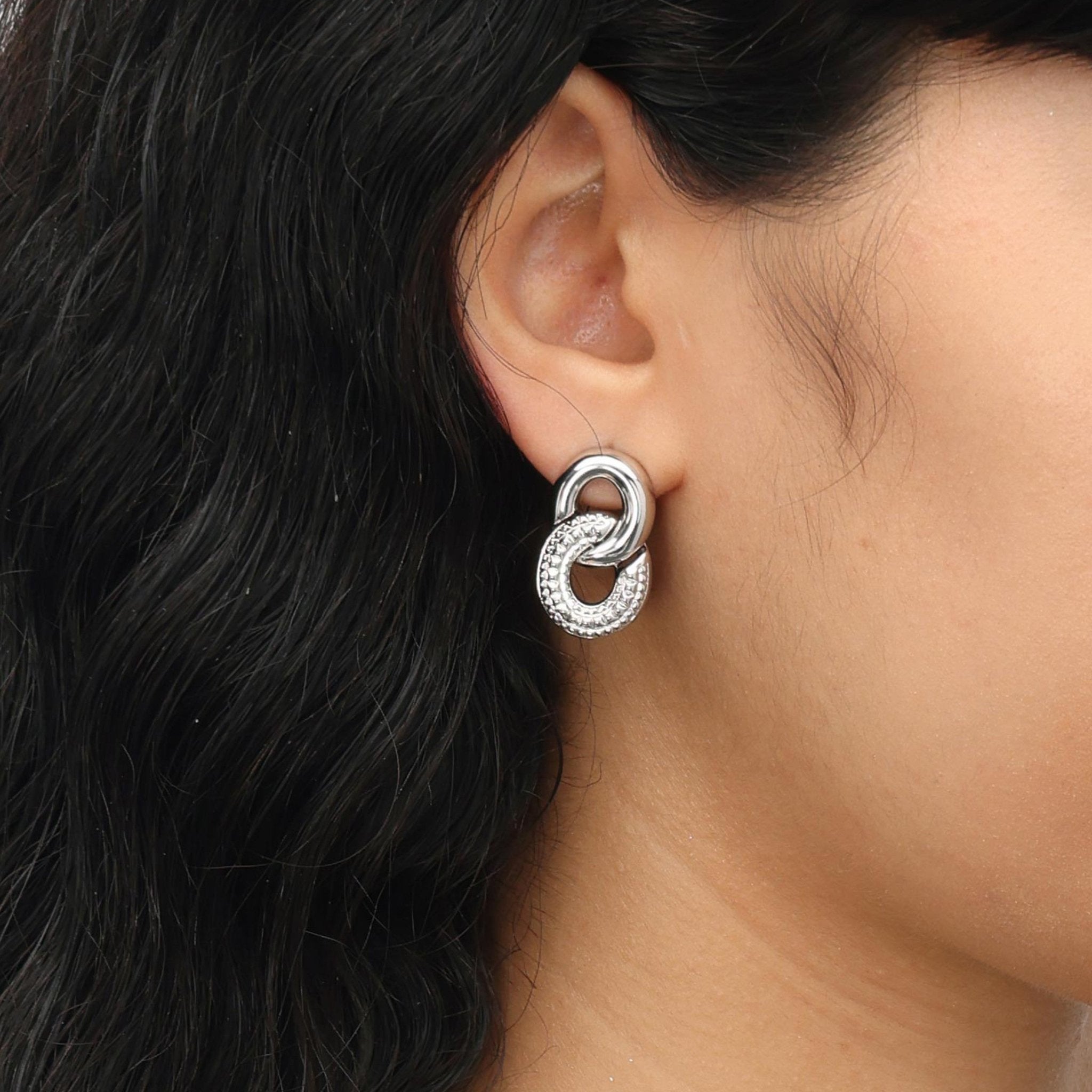 RSNY diamond pattern chain earrings - R2059A