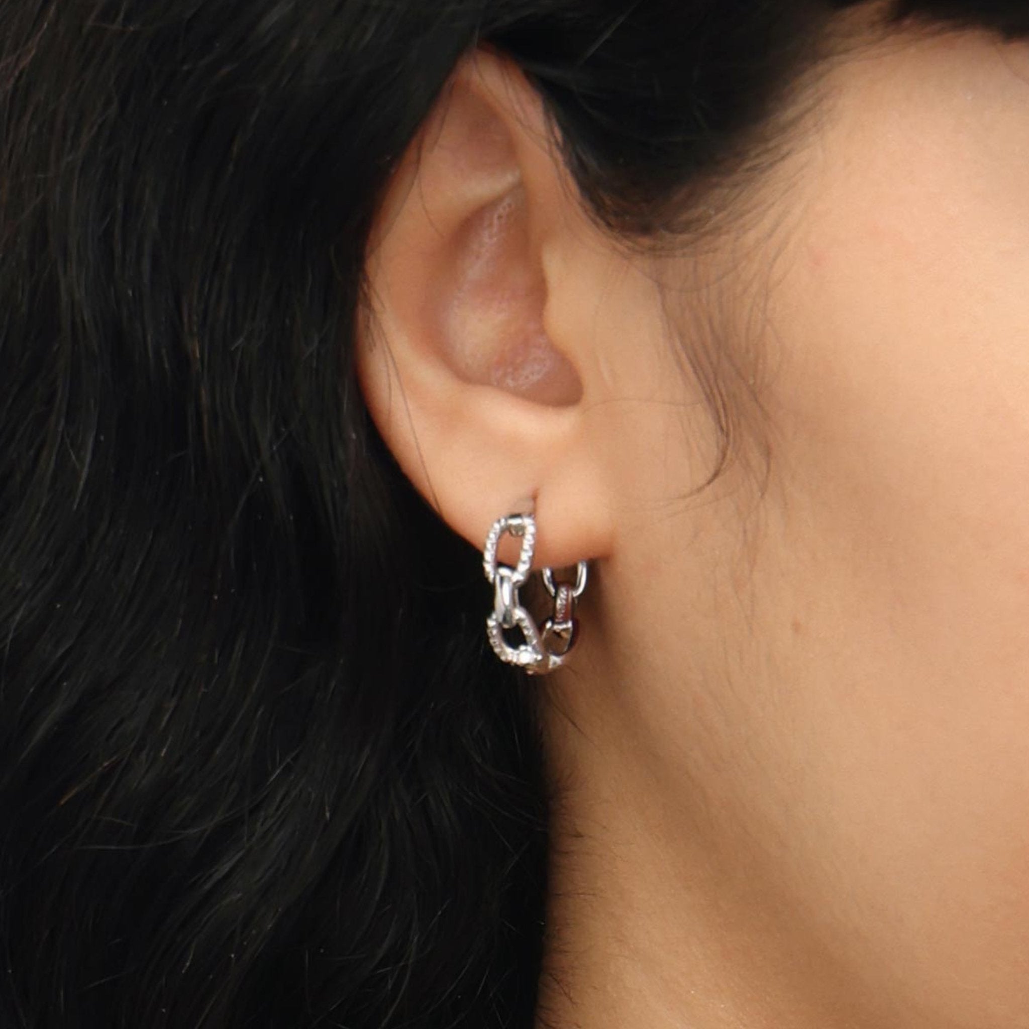 RSNY diamond pattern chain earrings - R2082A