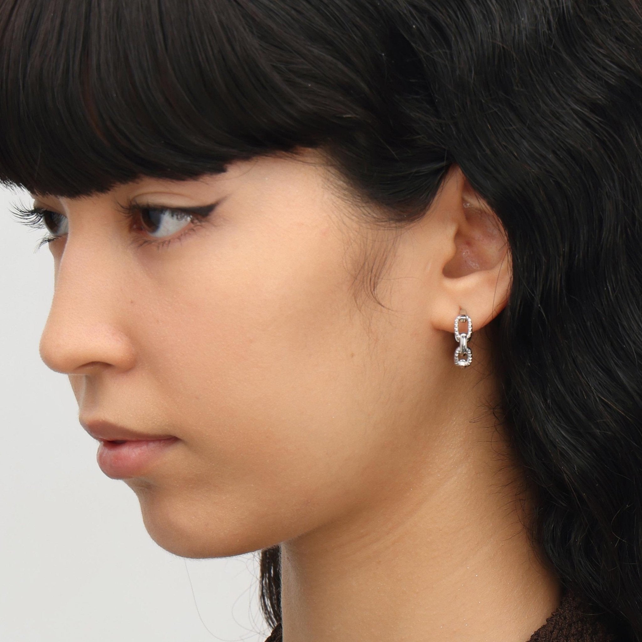 RSNY diamond pattern chain earrings - R2082A