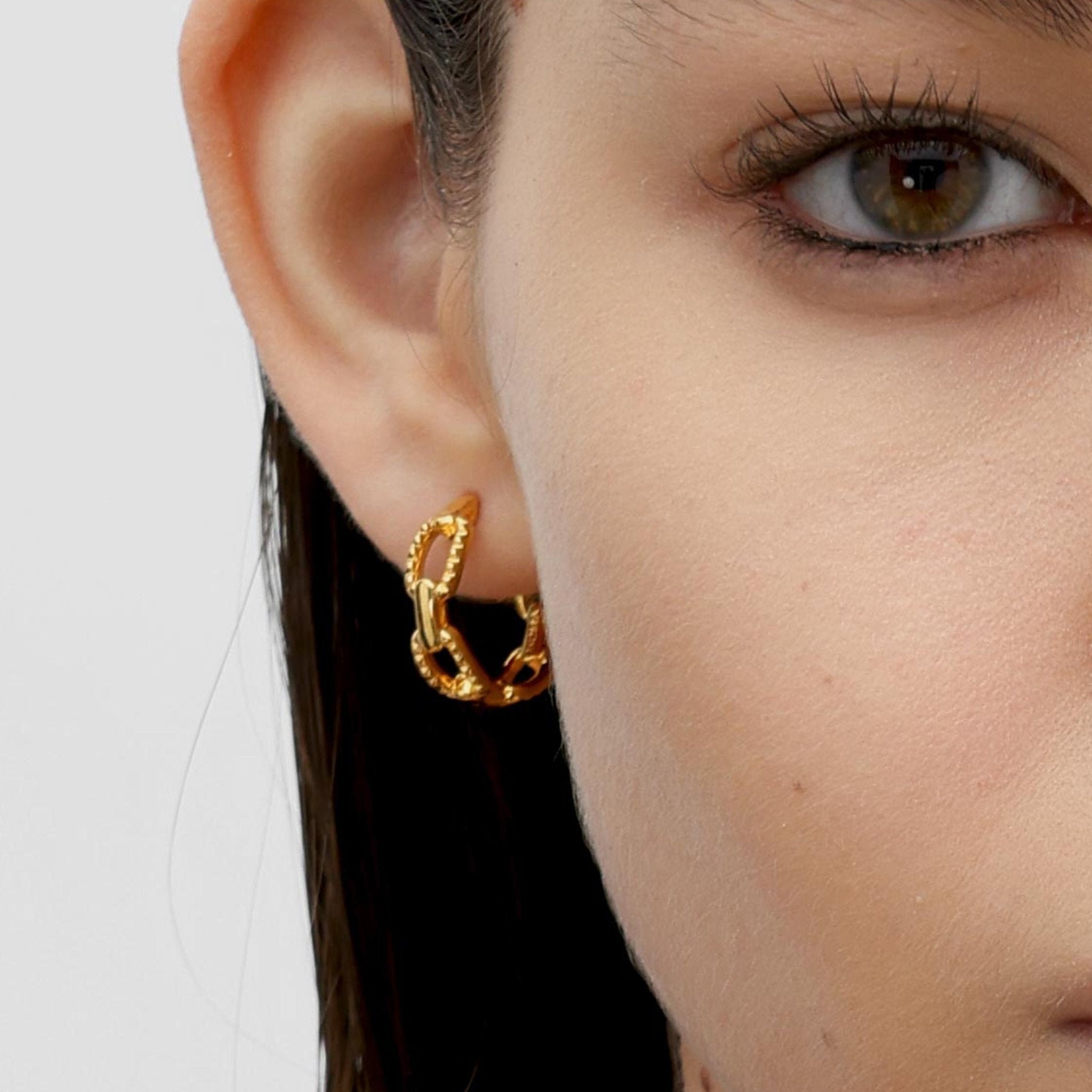 RSNY diamond pattern chain earrings - R2082B