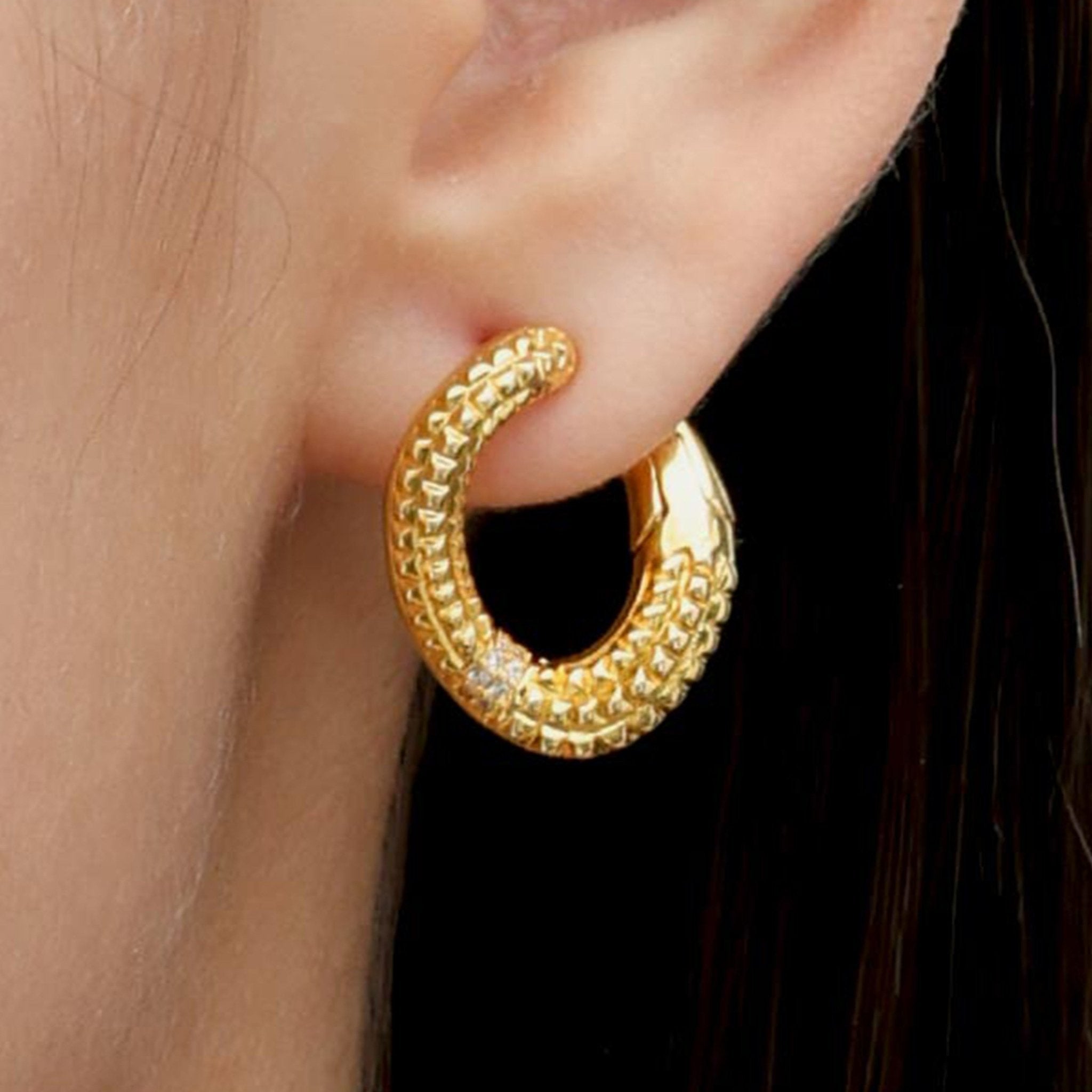 RSNY diamond pattern chain earrings - R2083B