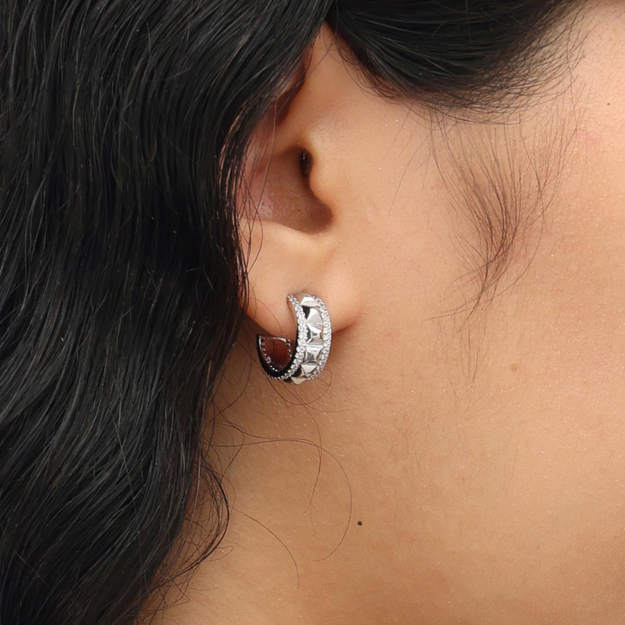 RSNY diamond pattern earrings - R2098A