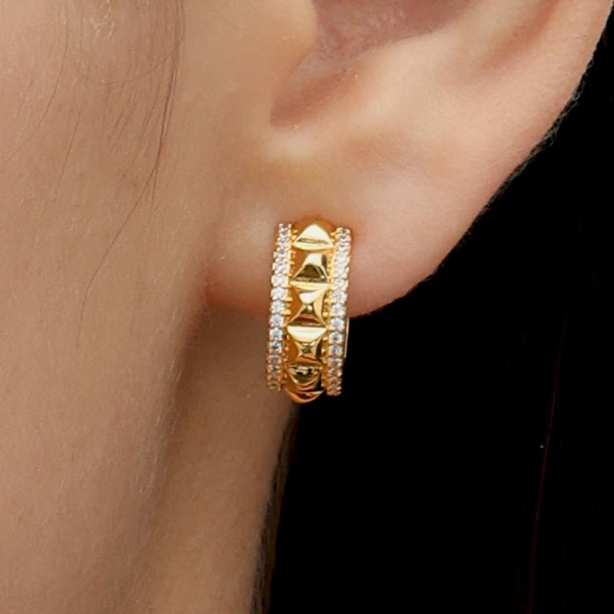 RSNY diamond pattern earrings - R2098B
