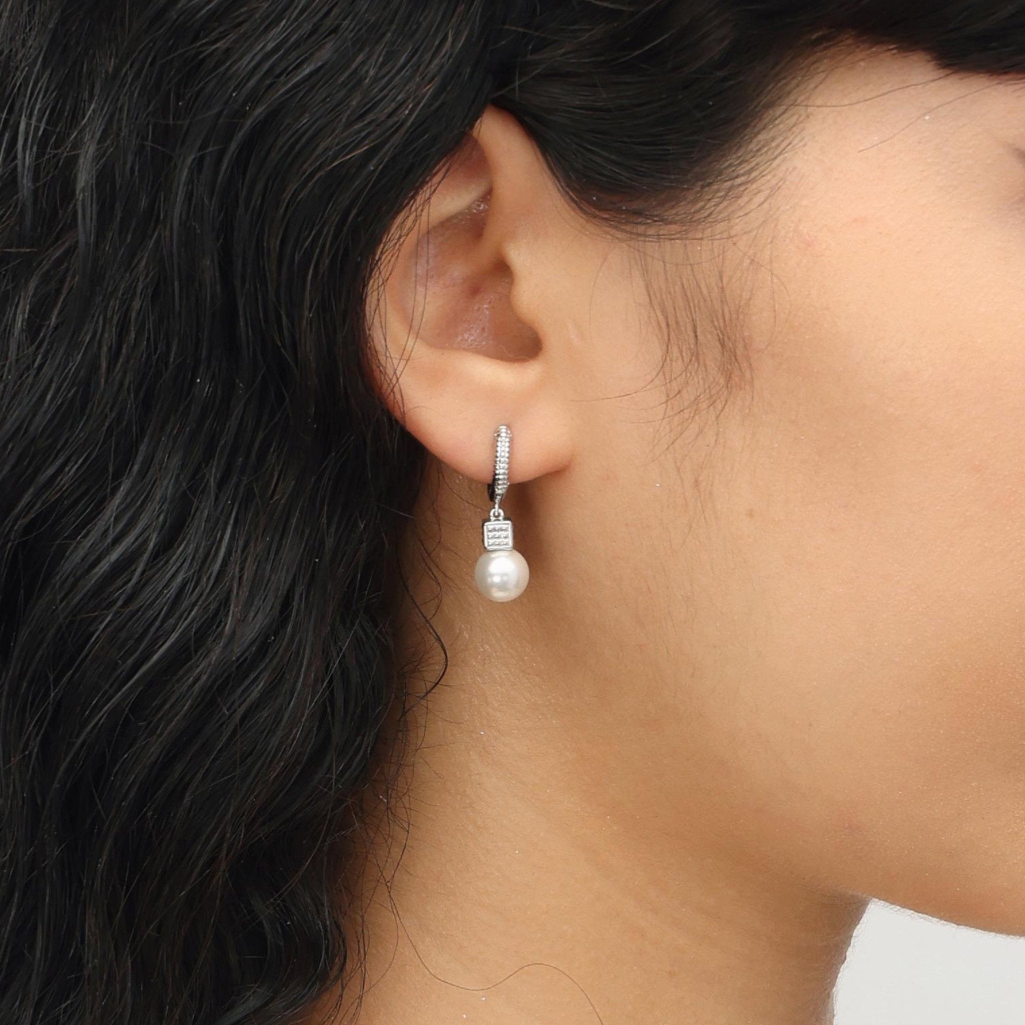 RSNY diamond pattern pearl earrings - R2065A