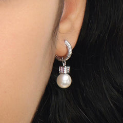 RSNY diamond pattern pearl earrings - R2065A