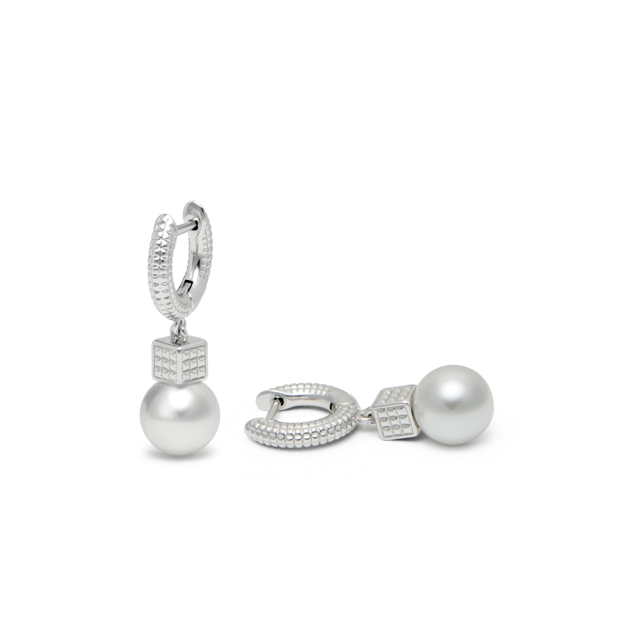 RSNY diamond pattern pearl earrings - R2065A