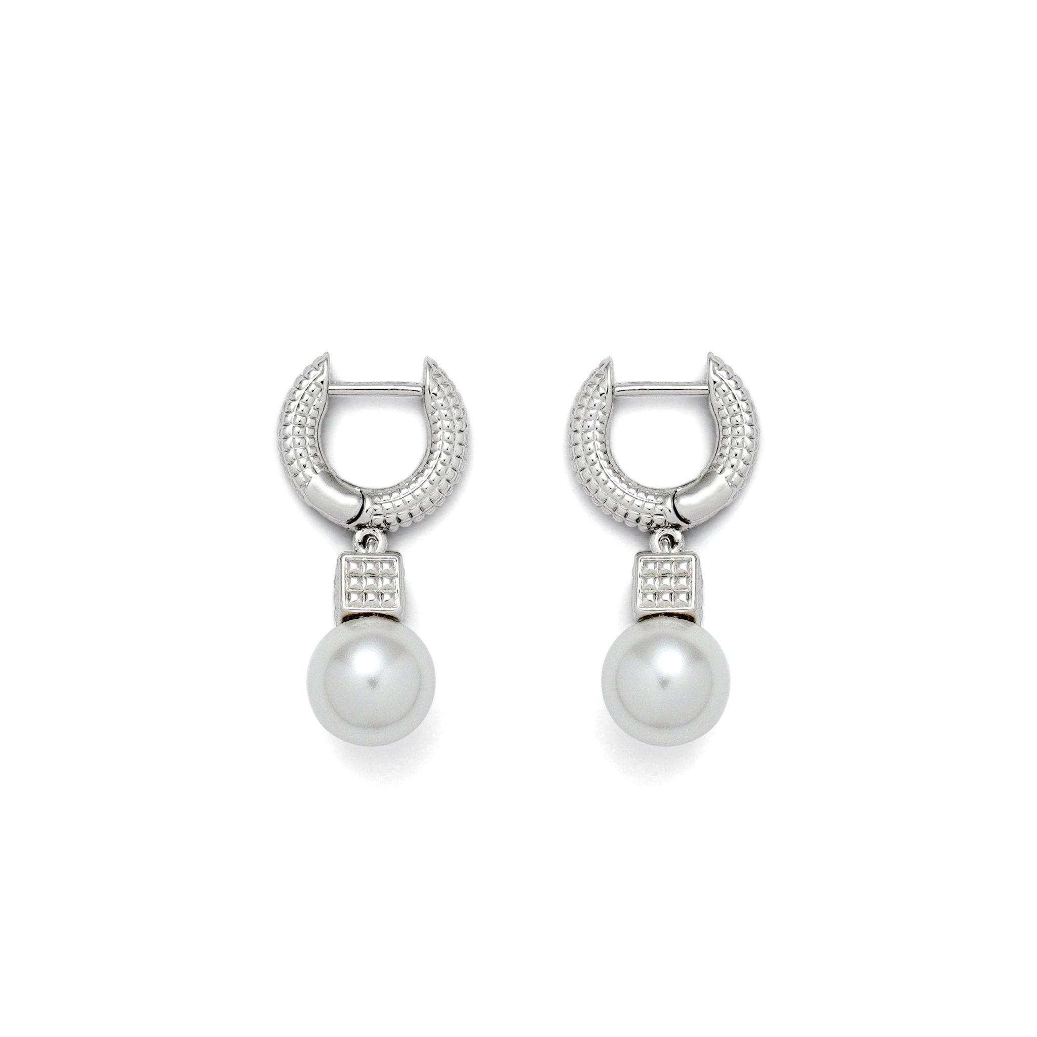 RSNY diamond pattern pearl earrings - R2065A