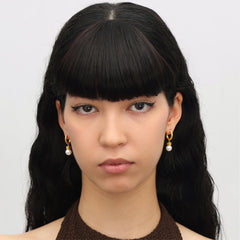 RSNY Diamond Pattern Pearl Stud Earrings - R2065B