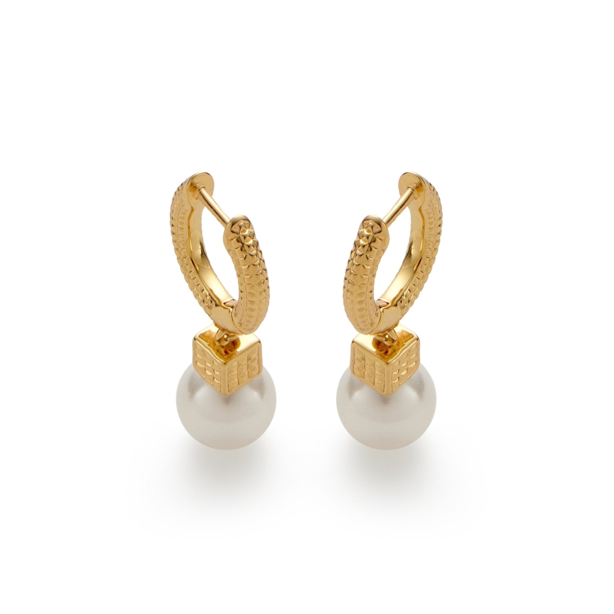RSNY Diamond Pattern Pearl Stud Earrings - R2065B