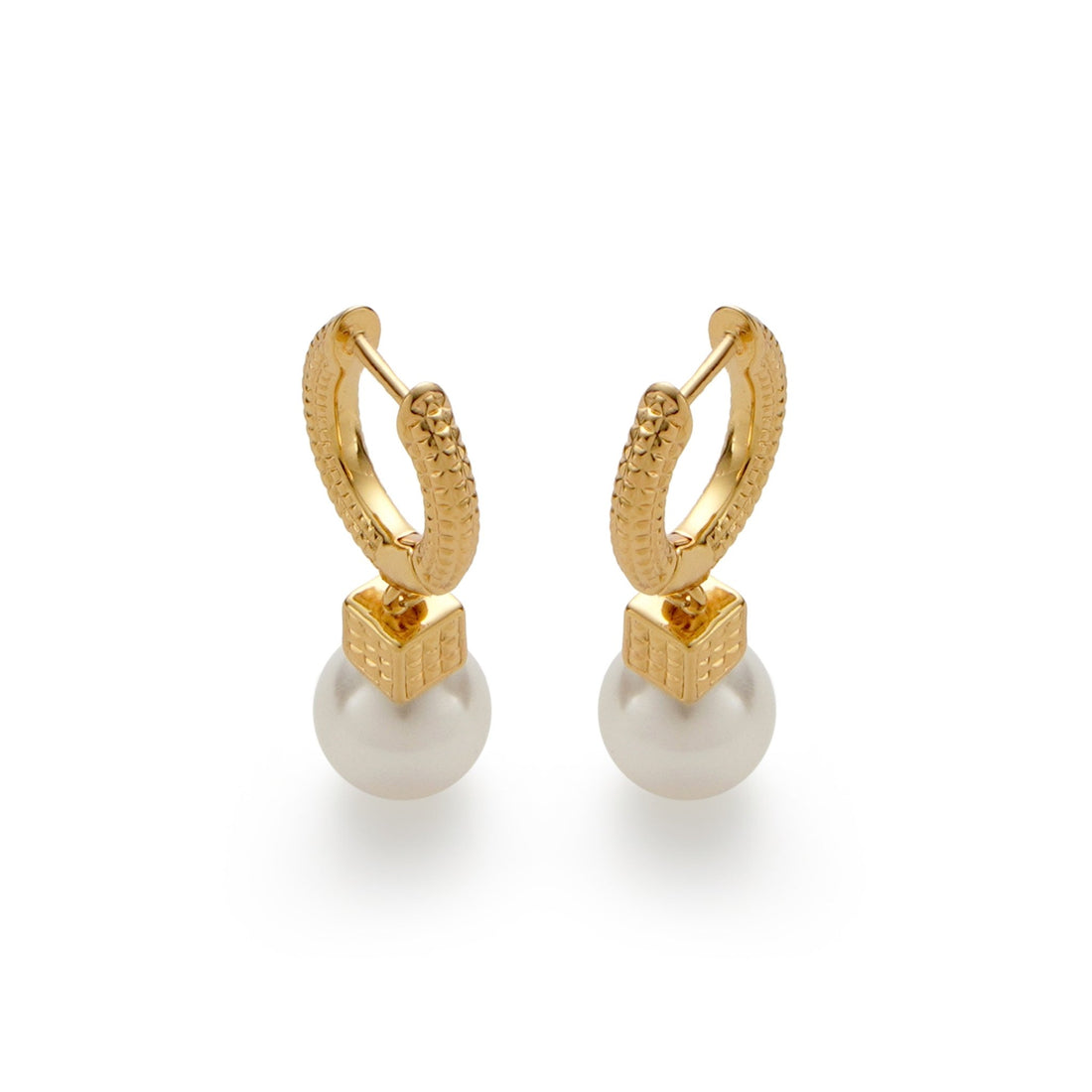 RSNY Diamond Pattern Pearl Stud Earrings - R2065B