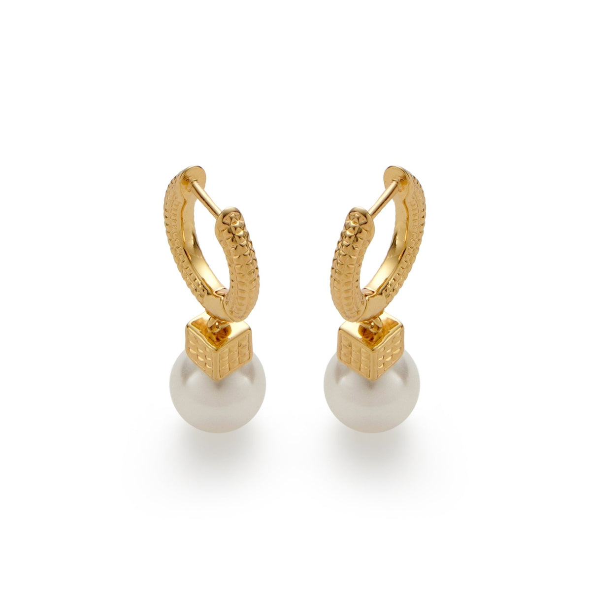 RSNY Diamond Pattern Pearl Stud Earrings - R2065B