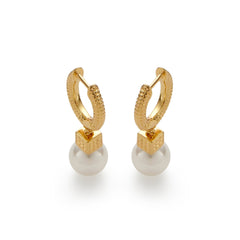 RSNY Diamond Pattern Pearl Stud Earrings - R2065B