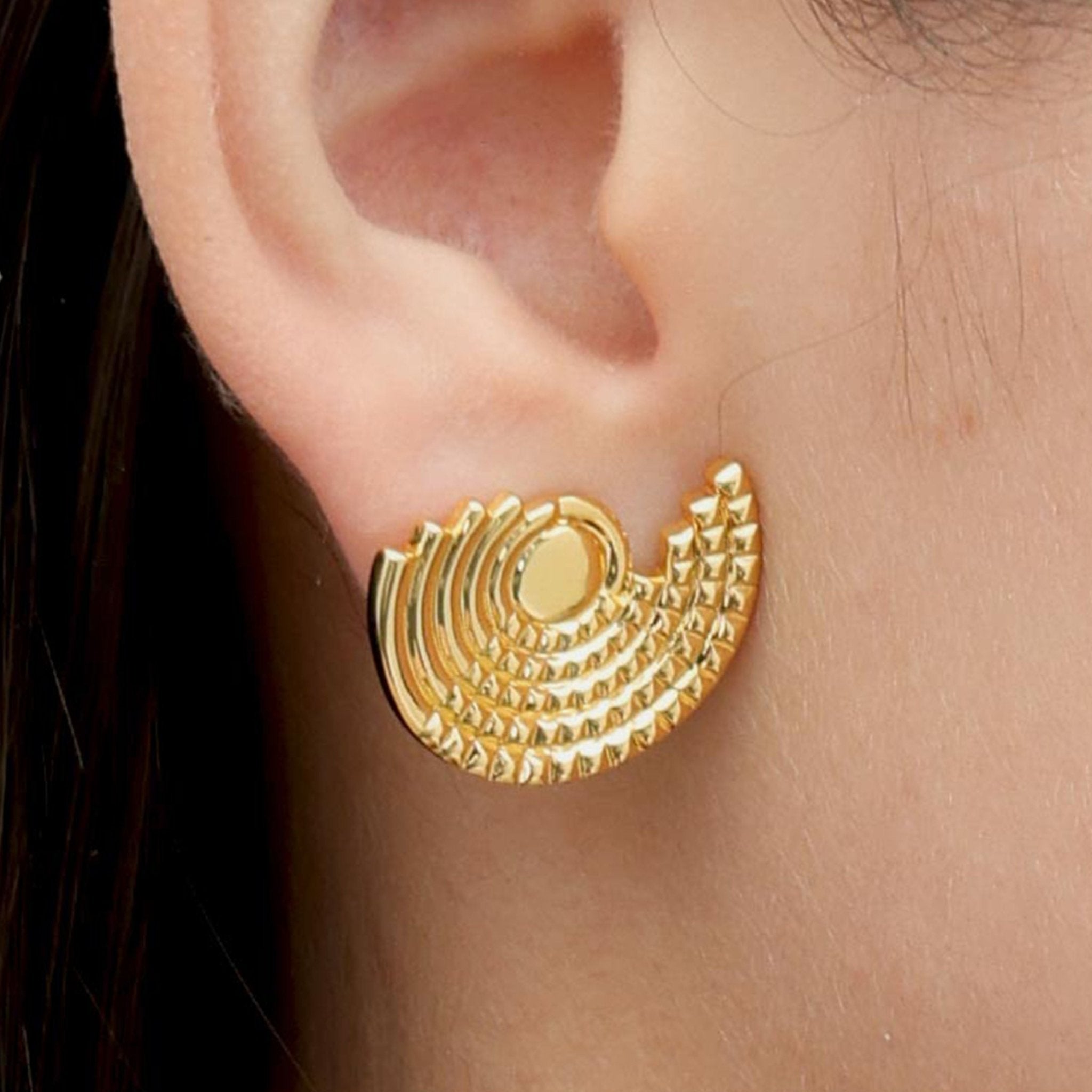 RSNY diamond pattern retro stud earrings - R2162B