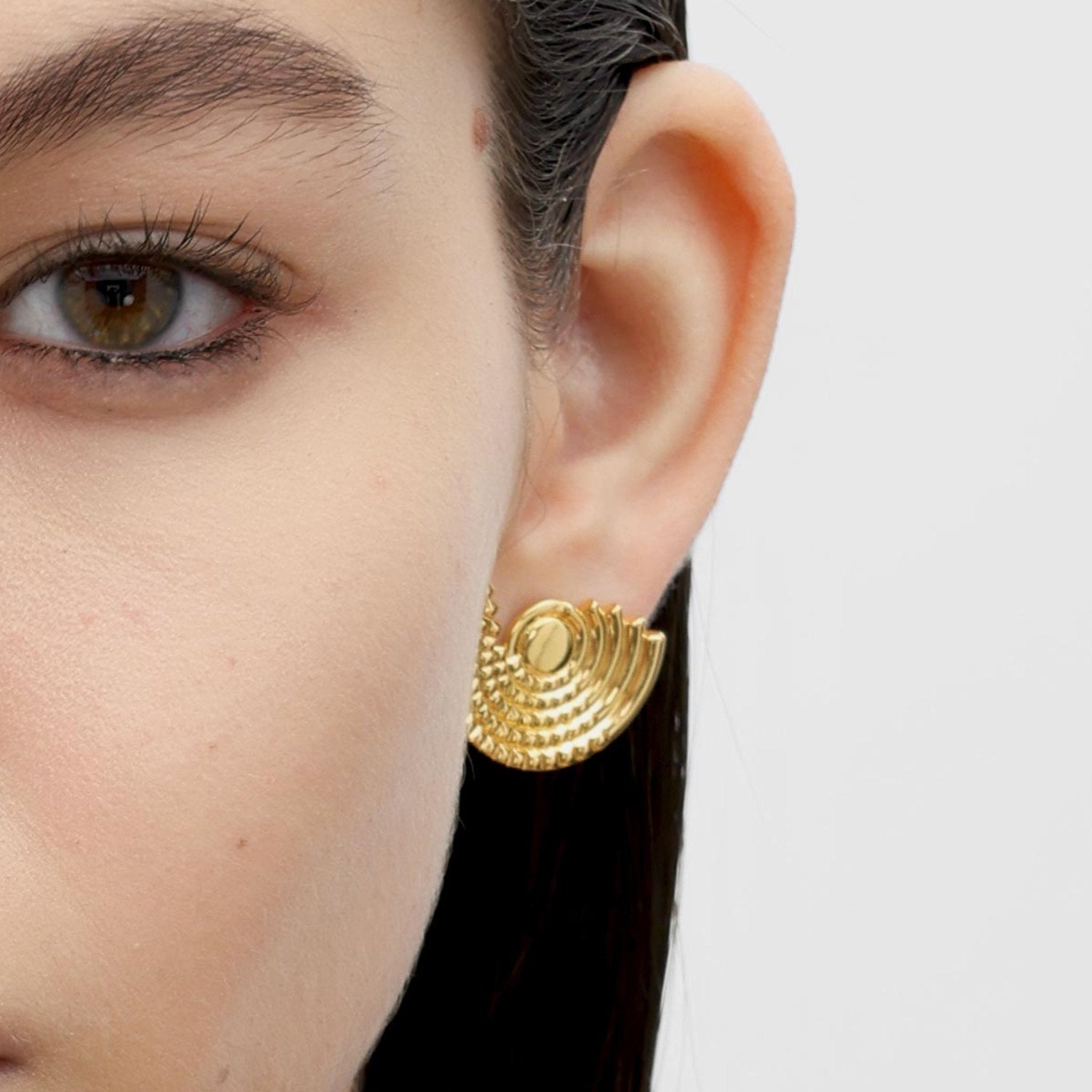 RSNY diamond pattern retro stud earrings - R2162B