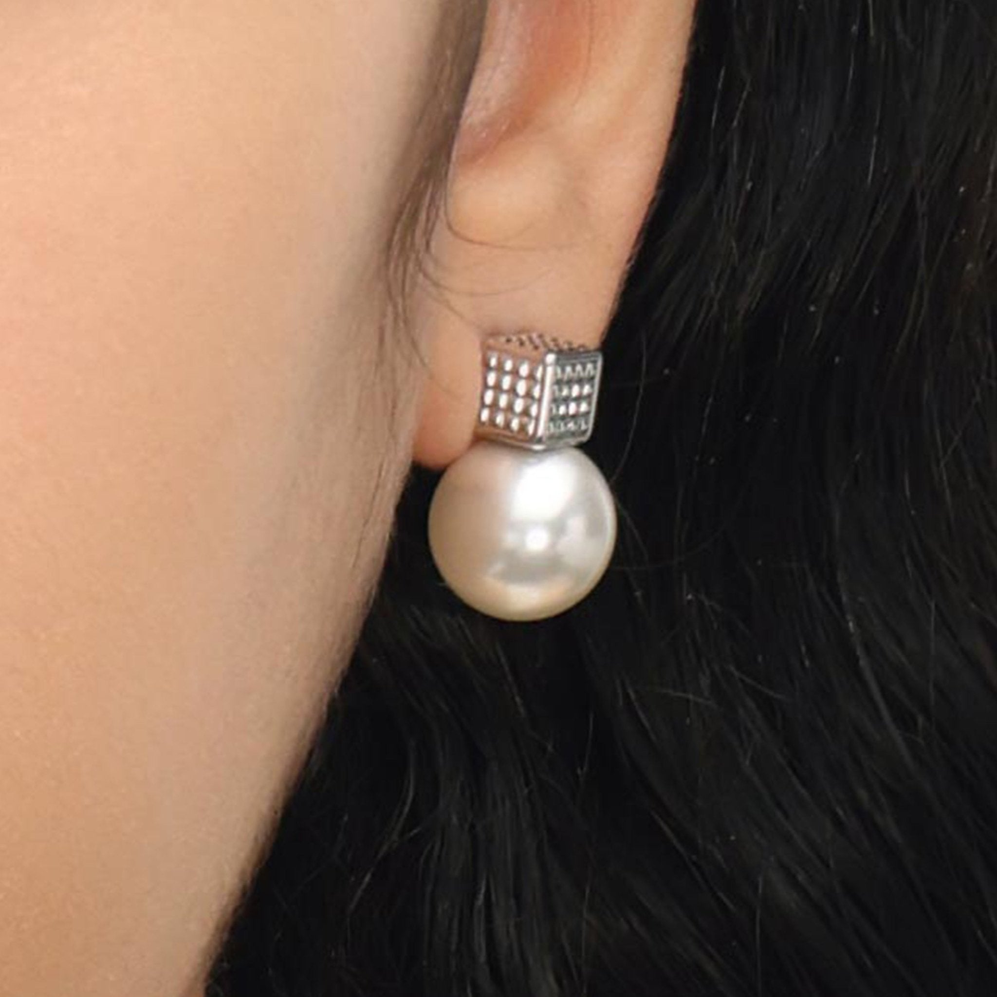 RSNY Diamond Pearl Stud Earrings - R2064A