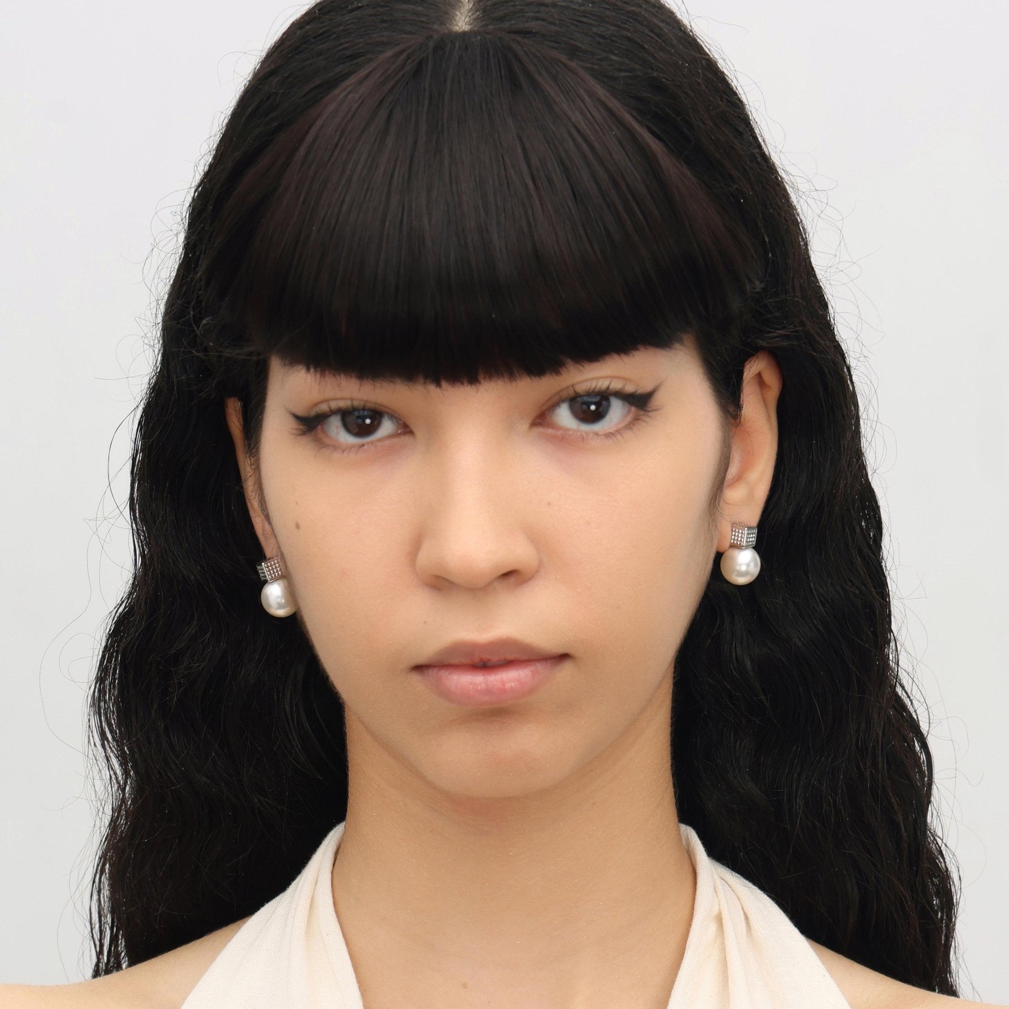 RSNY Diamond Pearl Stud Earrings - R2064A