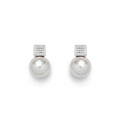 RSNY Diamond Pearl Stud Earrings - R2064A