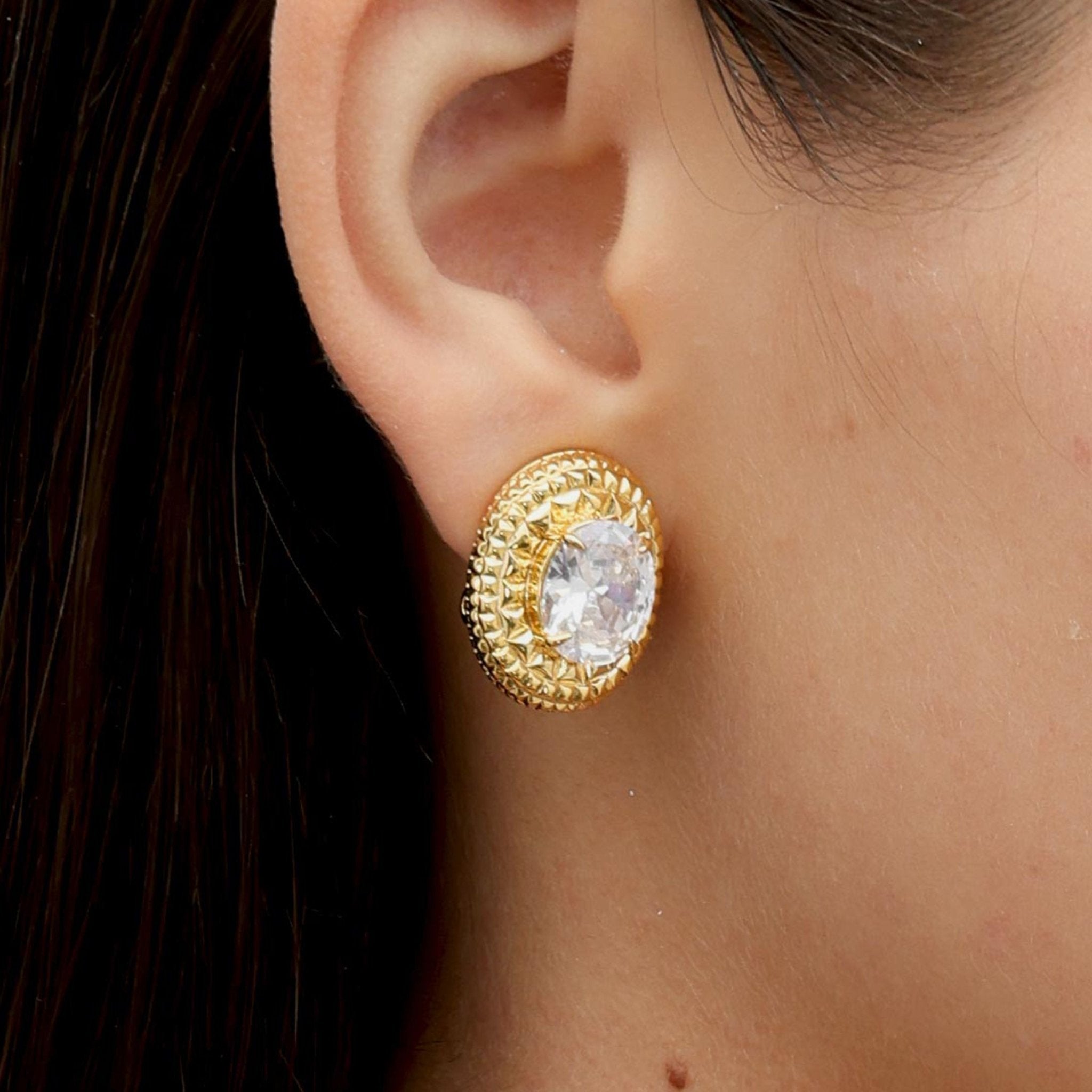 RSNY diamond texture stud earrings - R2063B