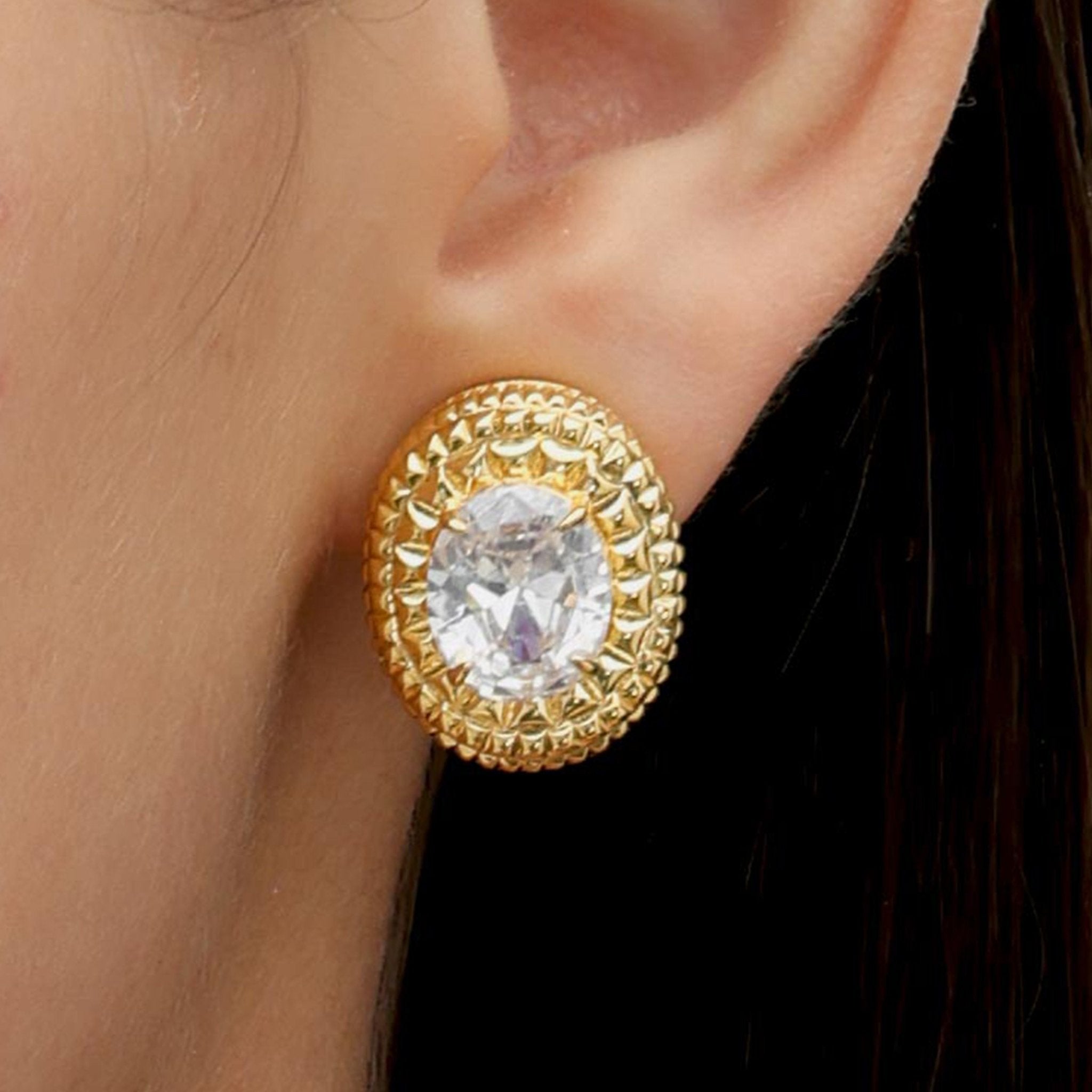 RSNY diamond texture stud earrings - R2063B