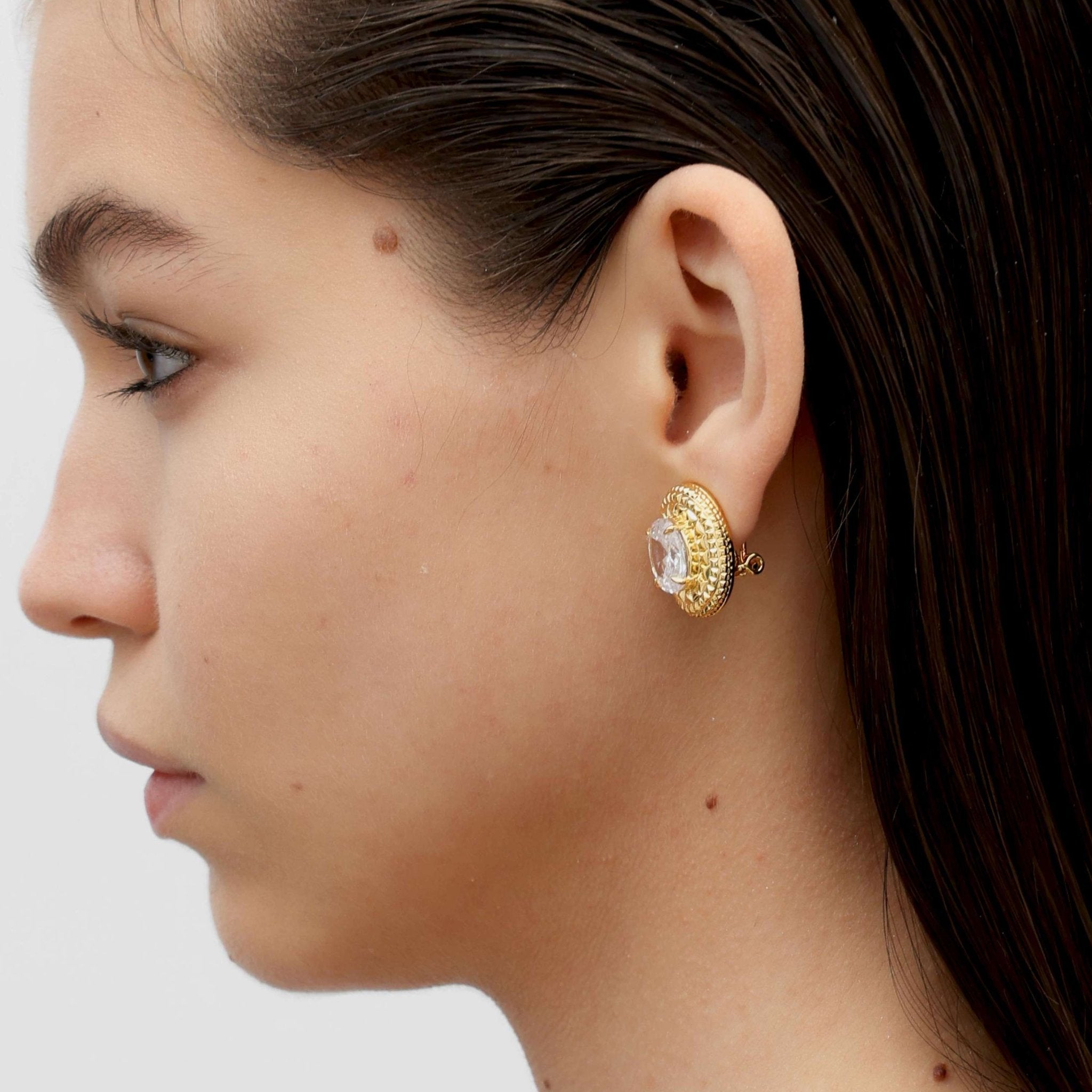 RSNY diamond texture stud earrings - R2063B