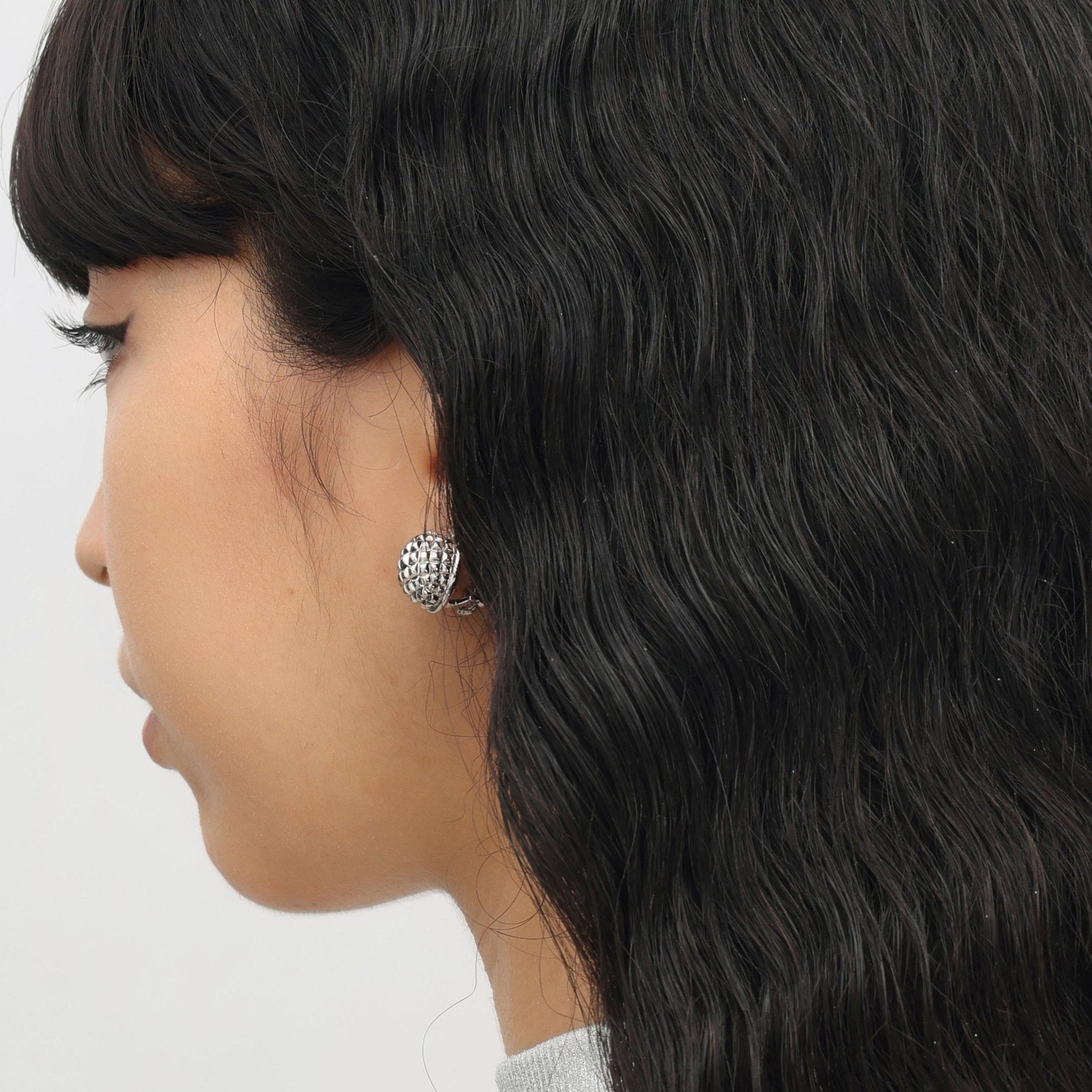 RSNY Diamond Textured Ball Earrings - R2021A