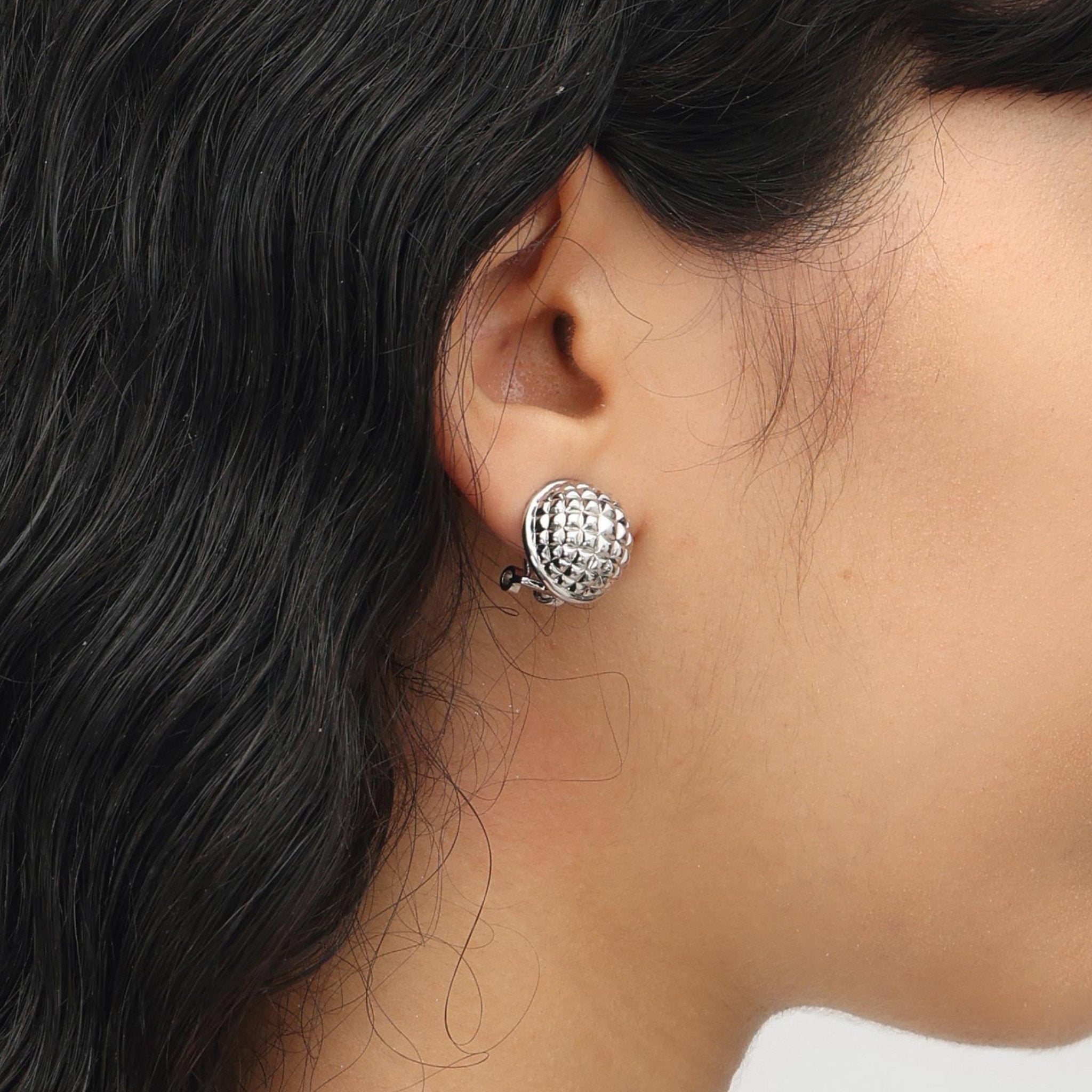 RSNY Diamond Textured Ball Earrings - R2021A