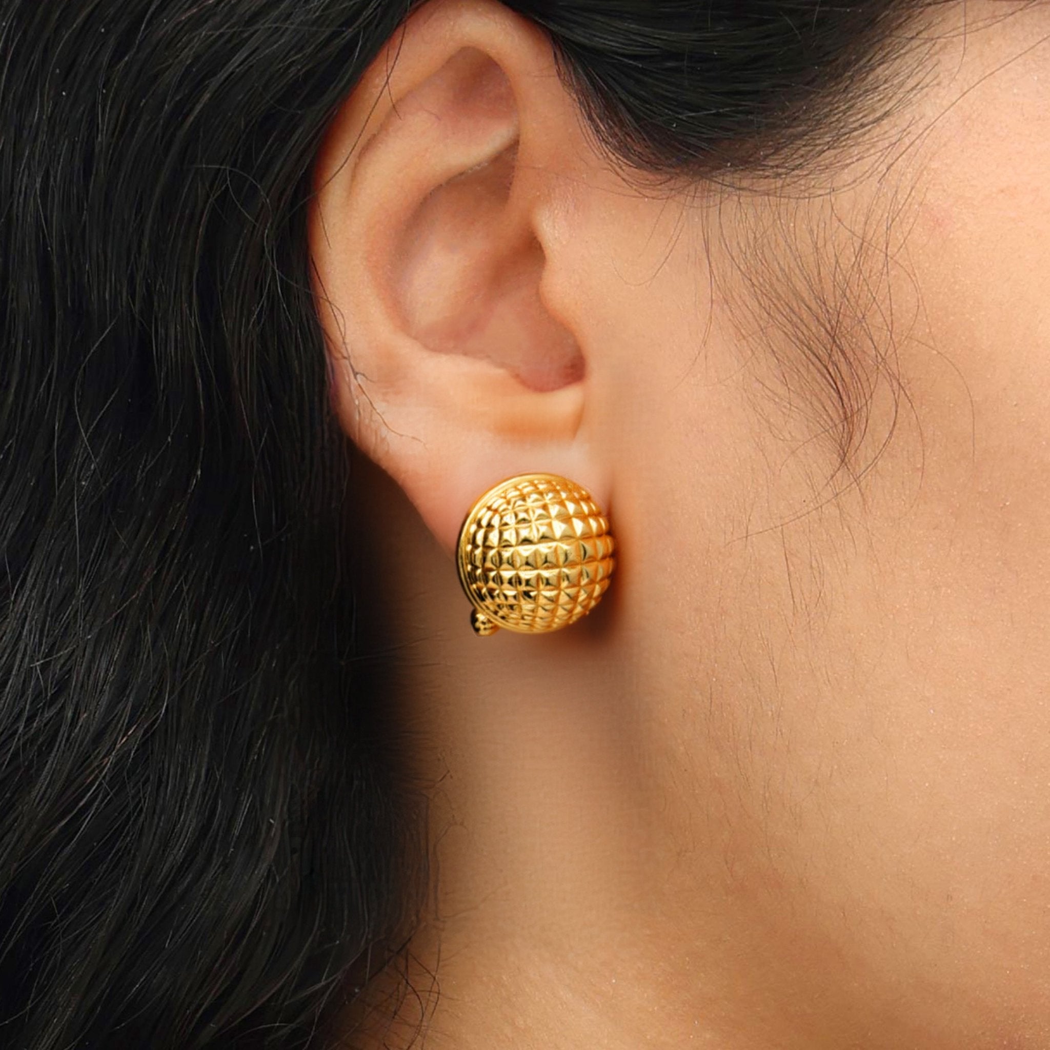 RSNY Diamond Textured Ball Earrings - R2021B