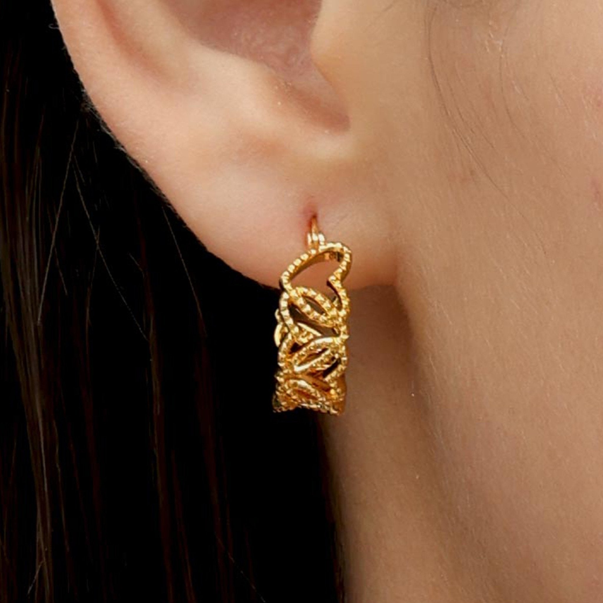 RSNY Diamond Textured Love Earrings - R2066B