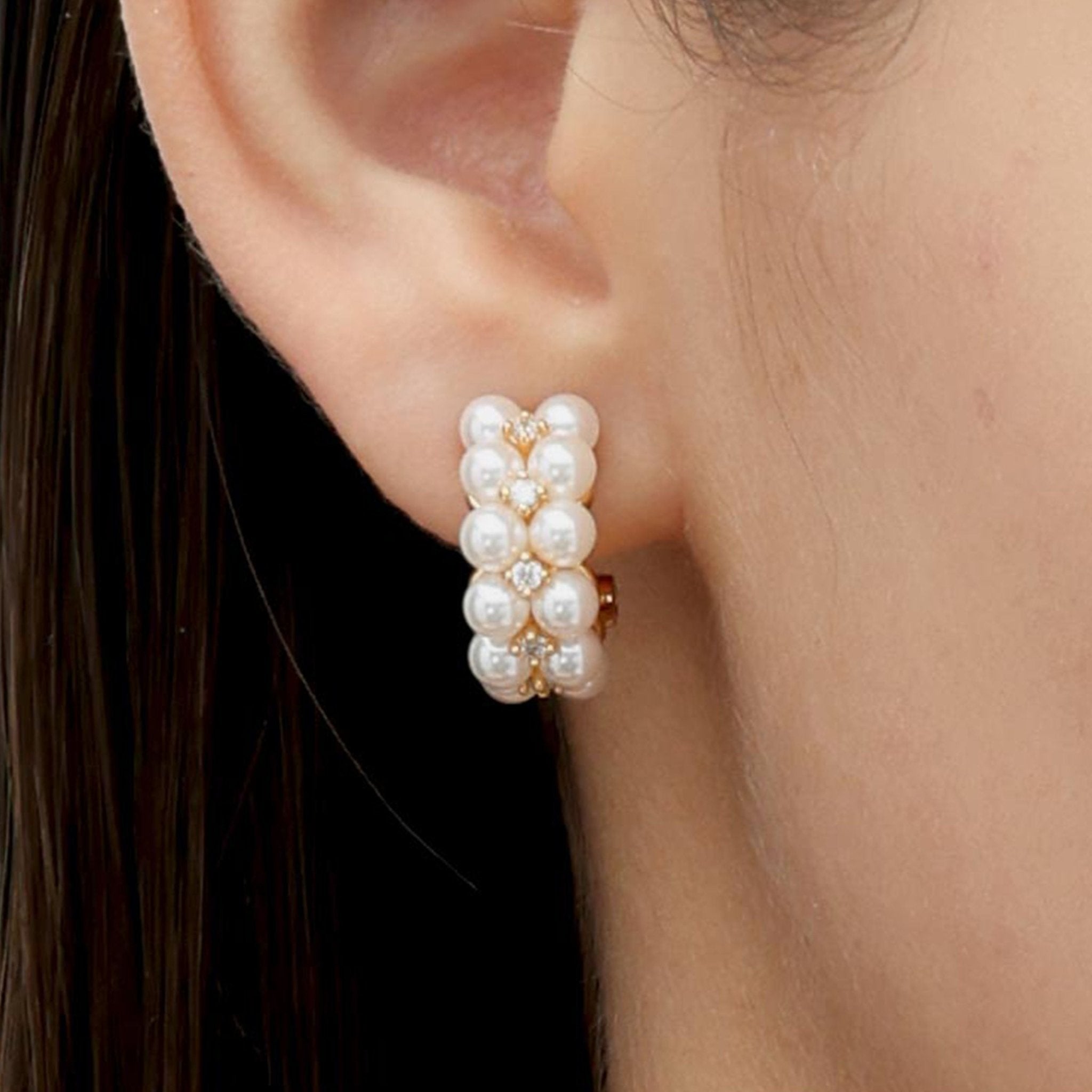 RSNY double pearl earrings - R2164B