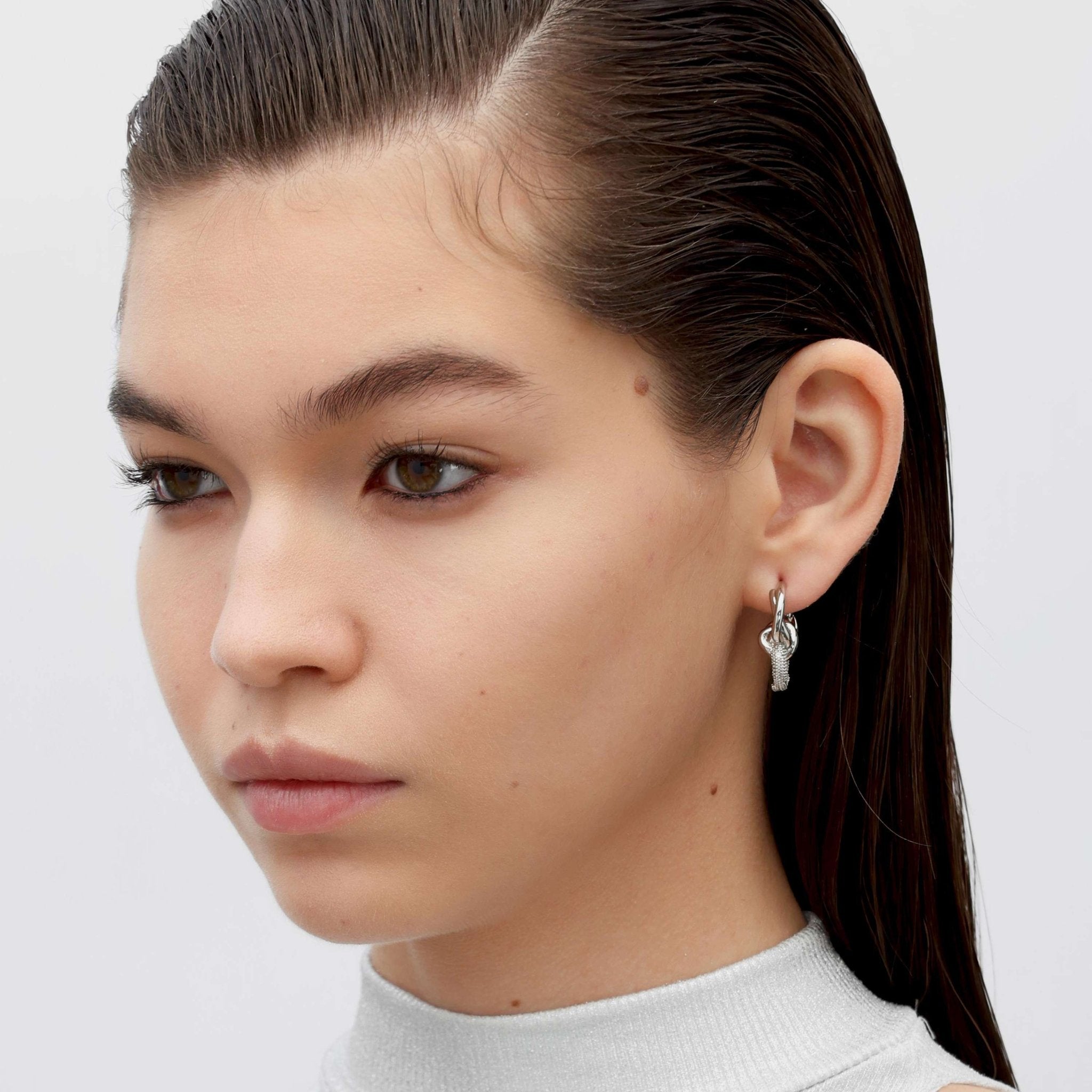 RSNY geometric abstract winding stud earrings - R2186A