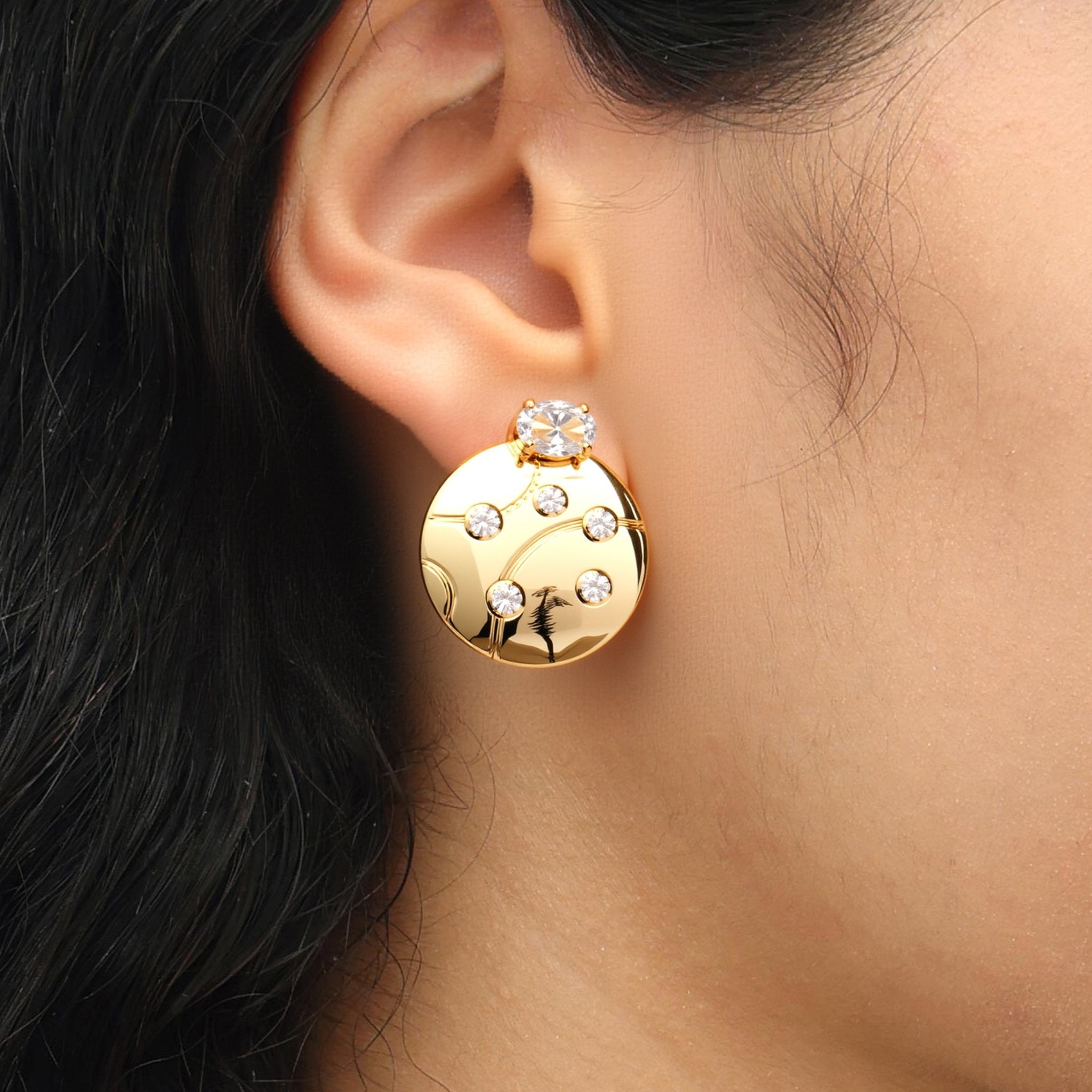 RSNY geometric line stud earrings - R2126B