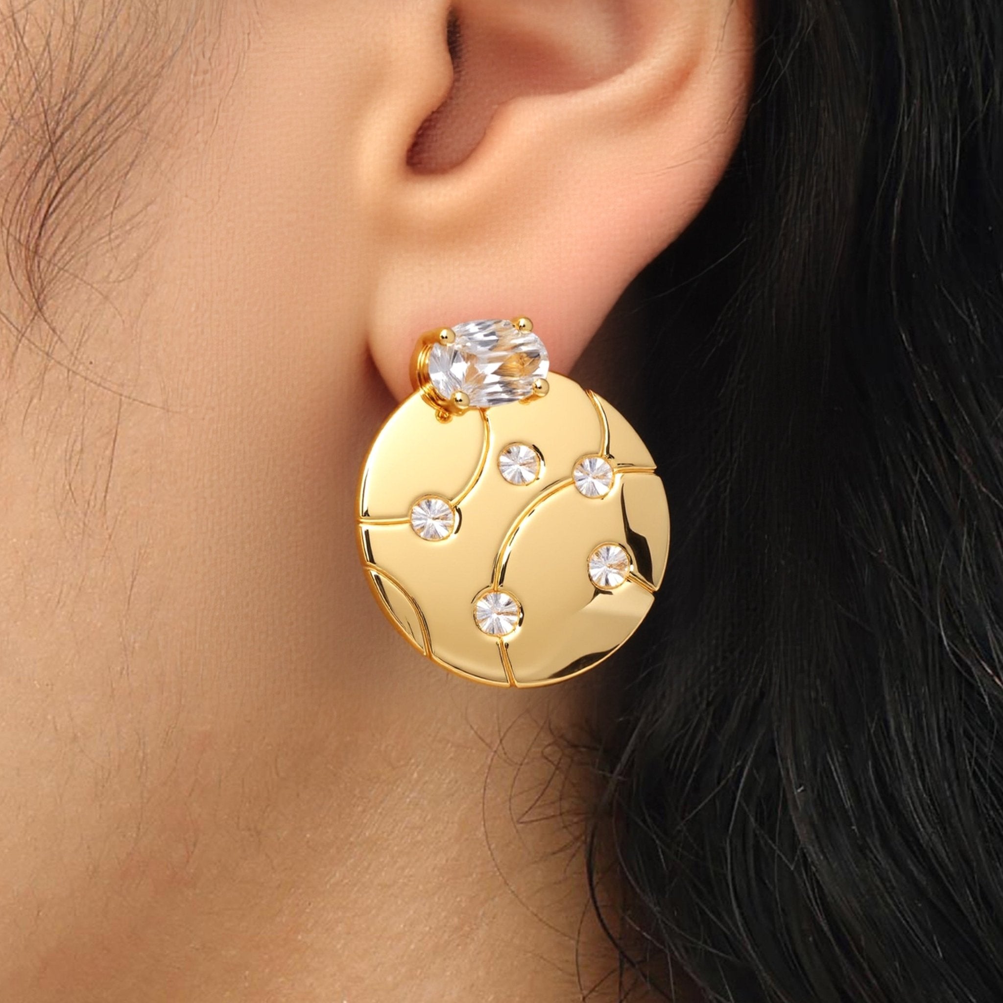 RSNY geometric line stud earrings - R2126B