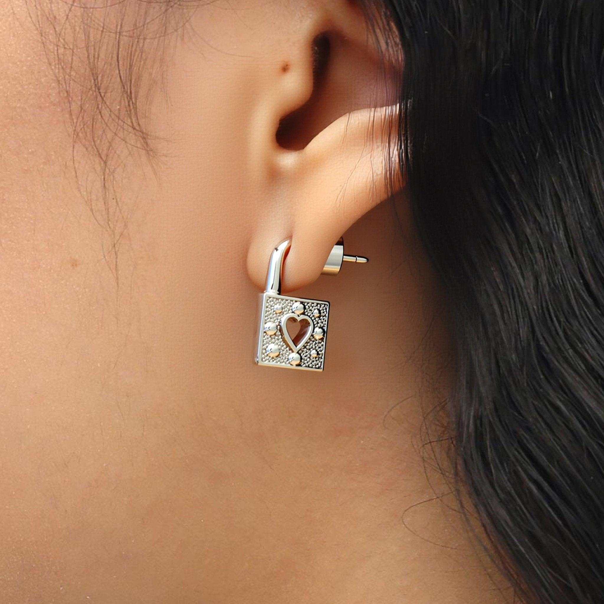 RSNY Heart Lock Earrings - R2198A
