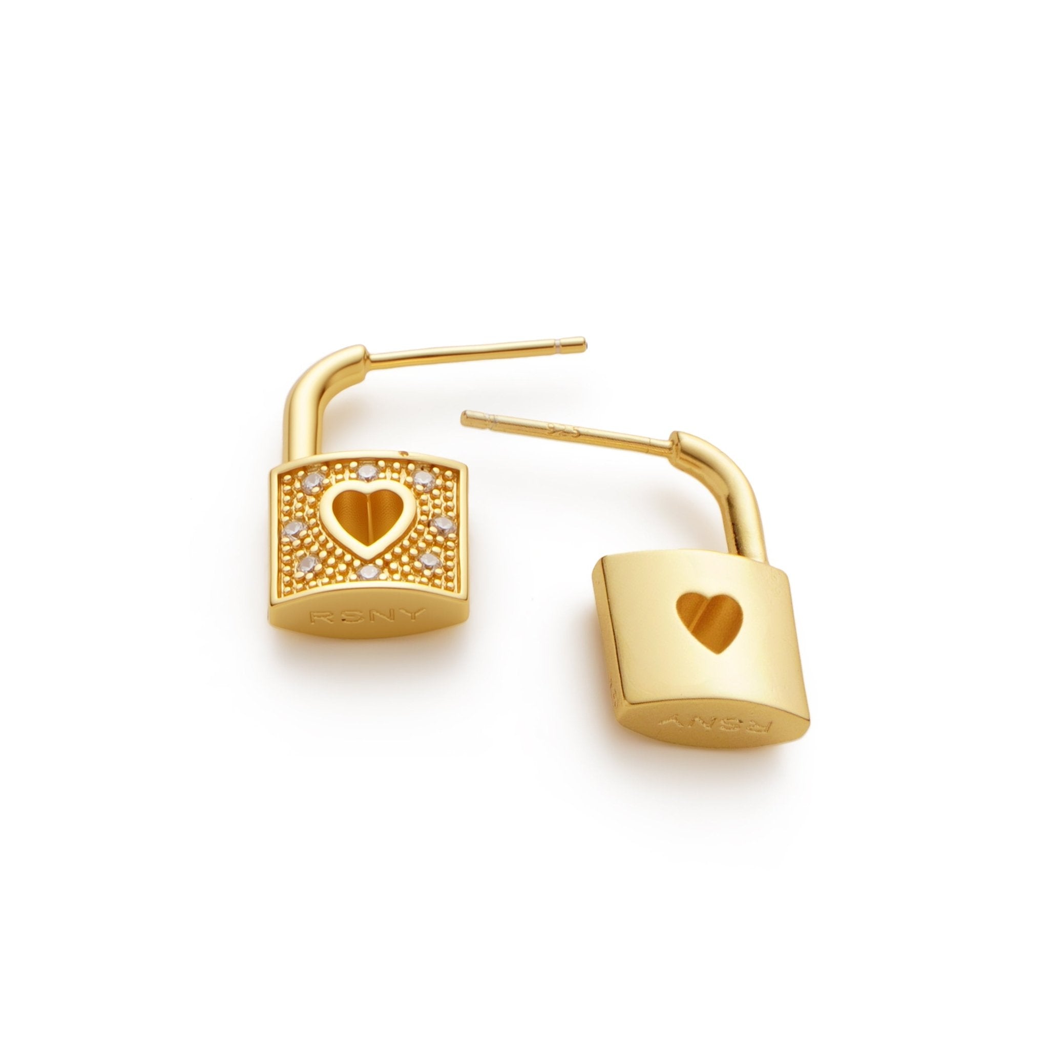RSNY Heart Lock Earrings - R2198B
