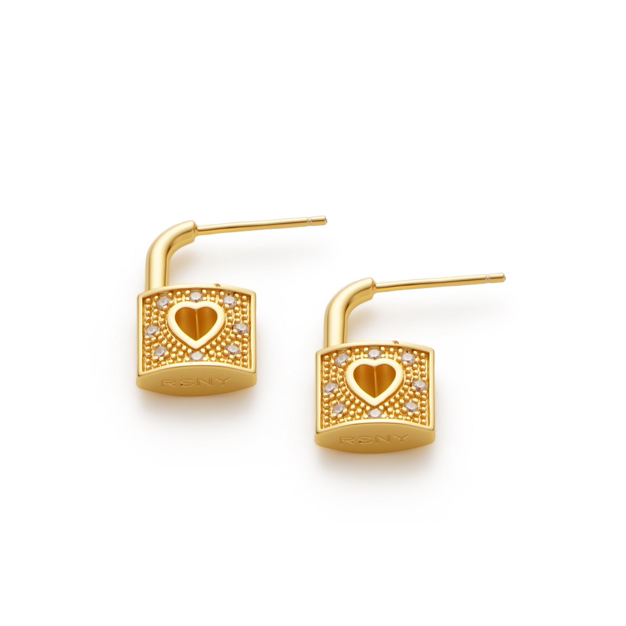 RSNY Heart Lock Earrings - R2198B