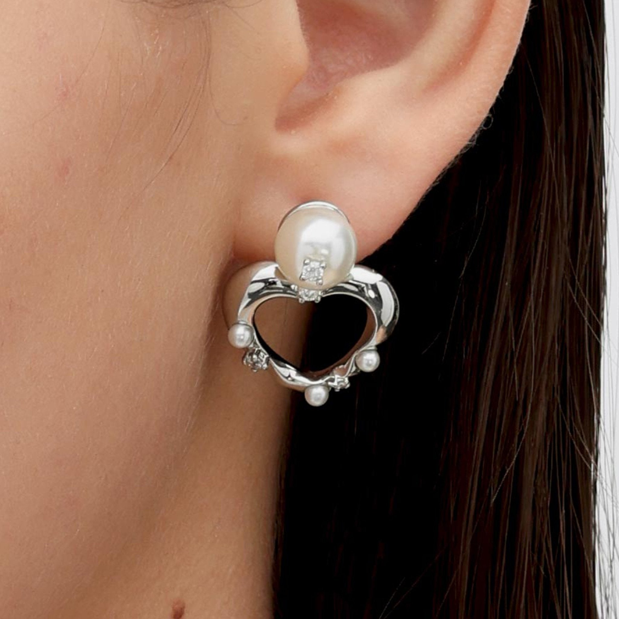 RSNY heart stud earrings - F1046A - G