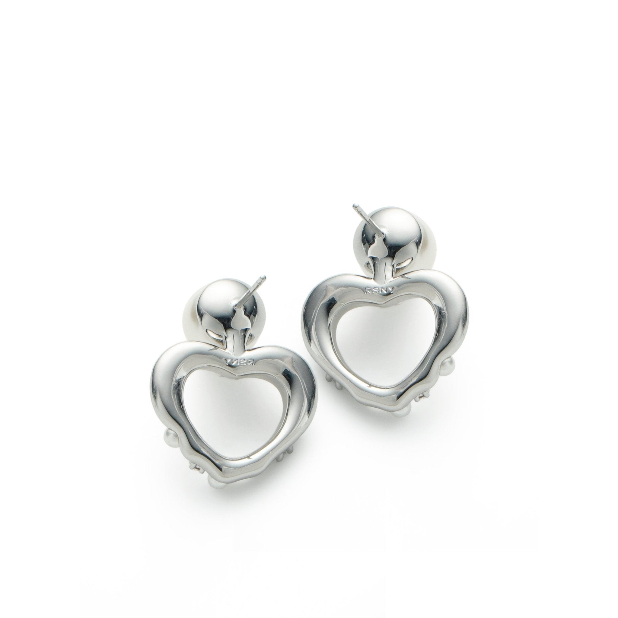 RSNY heart stud earrings - F1046A - G
