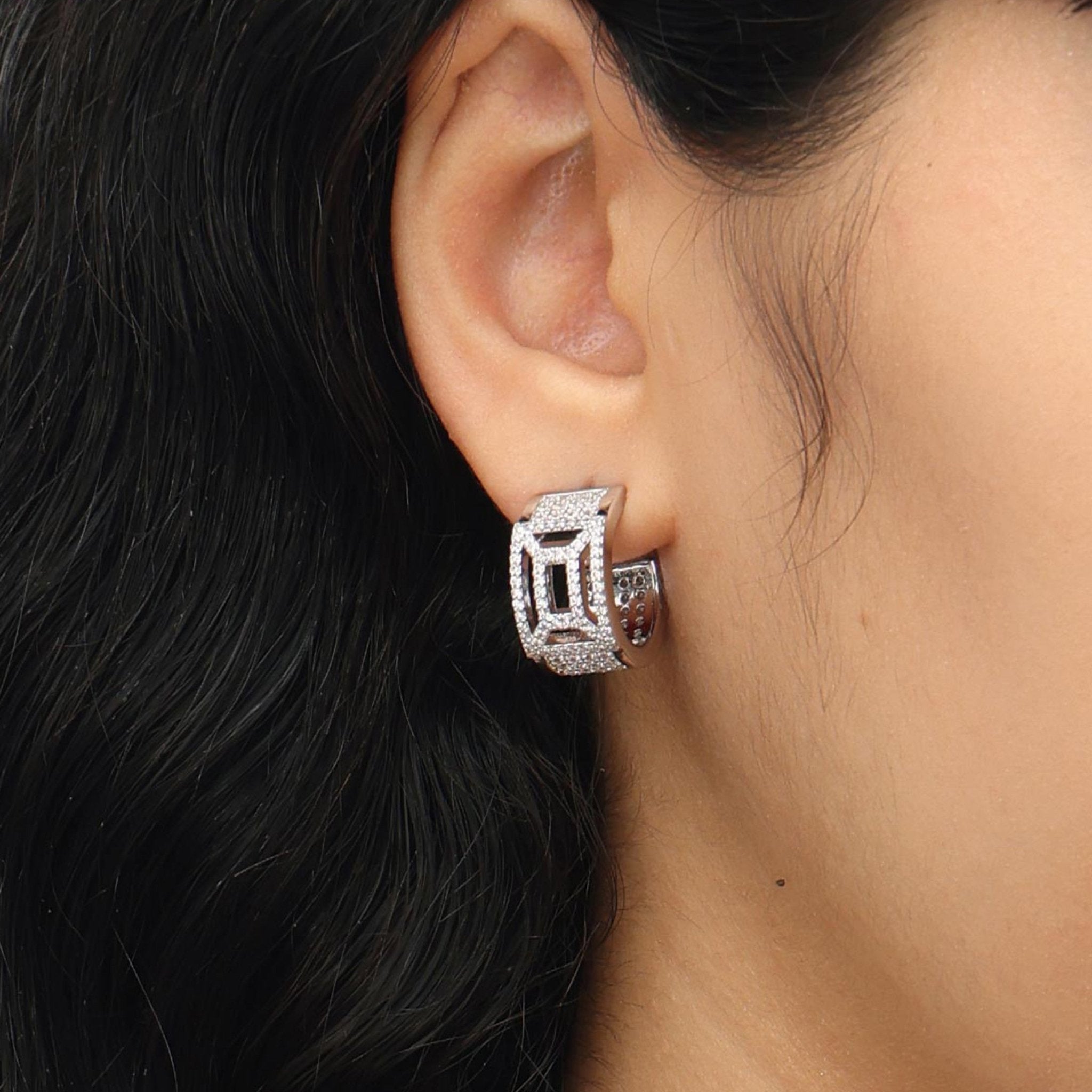 RSNY hollow geometric line earrings - R2102A