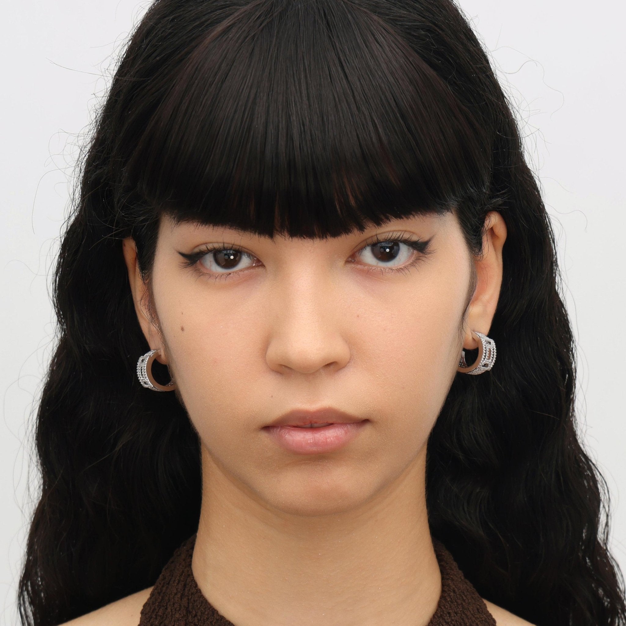 RSNY hollow geometric line earrings - R2102A