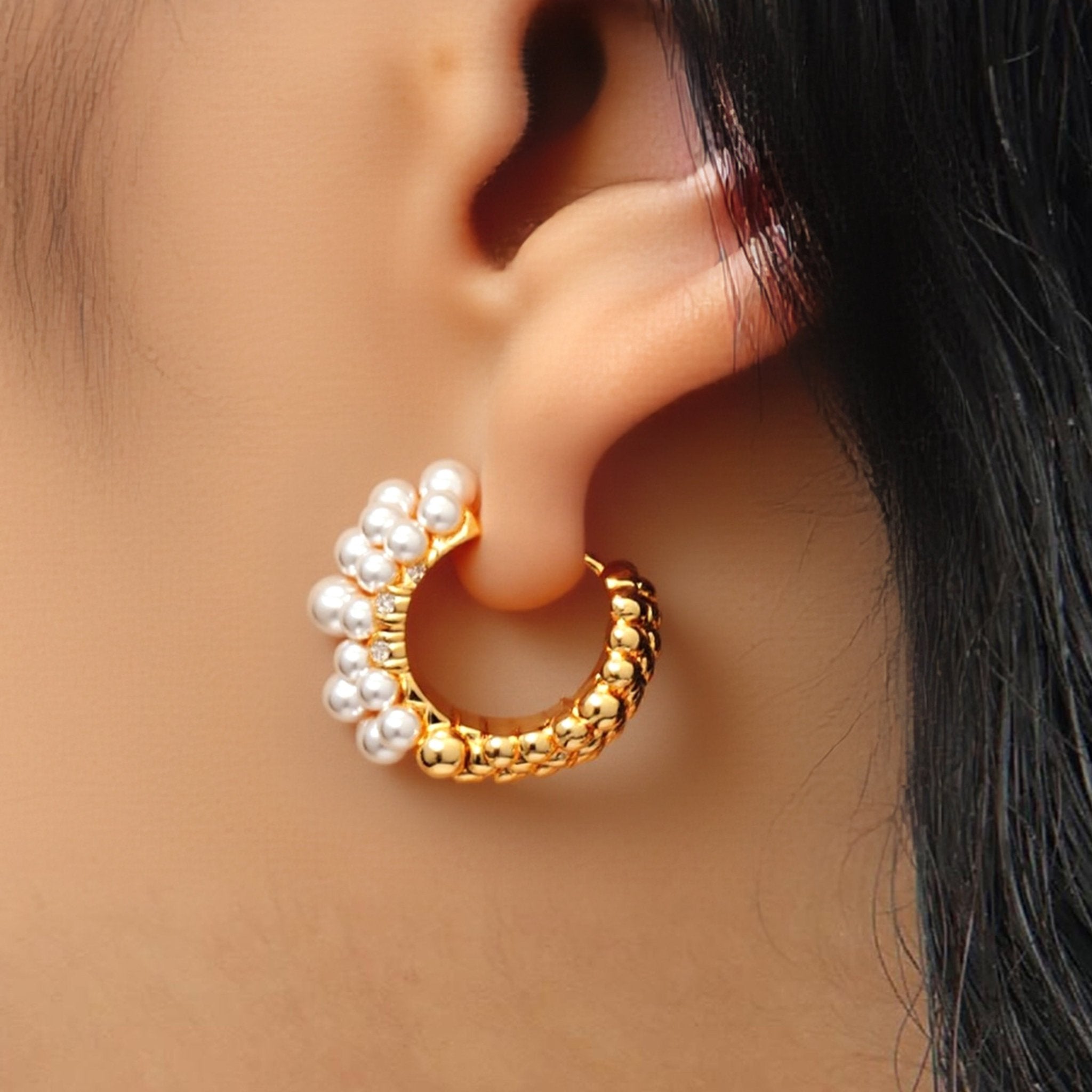 RSNY Pearl Crystal Diamond Earrings - R2213B